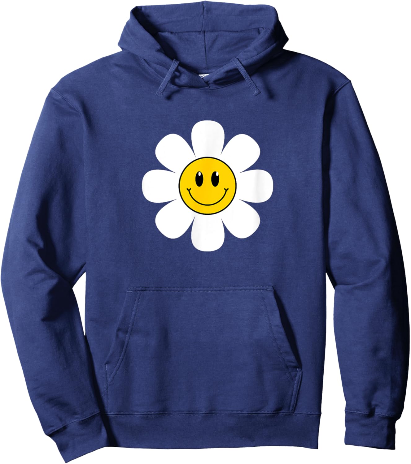 Happy Face Flower Hoodie - Hoodie | Navy