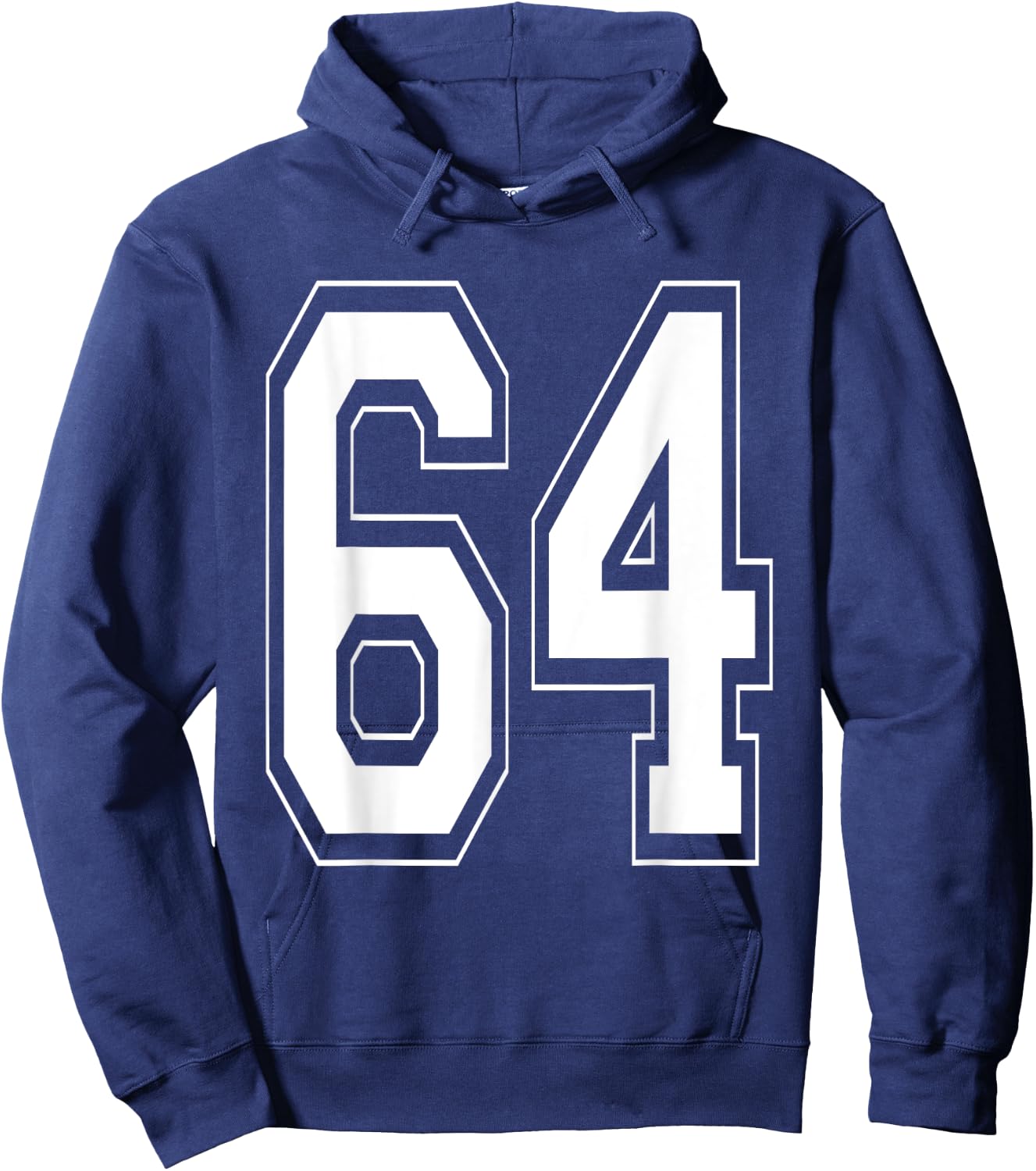 Number 64 Baseball Football Soccer Numbered Jersey Hoodie - Hoodie | Navy
