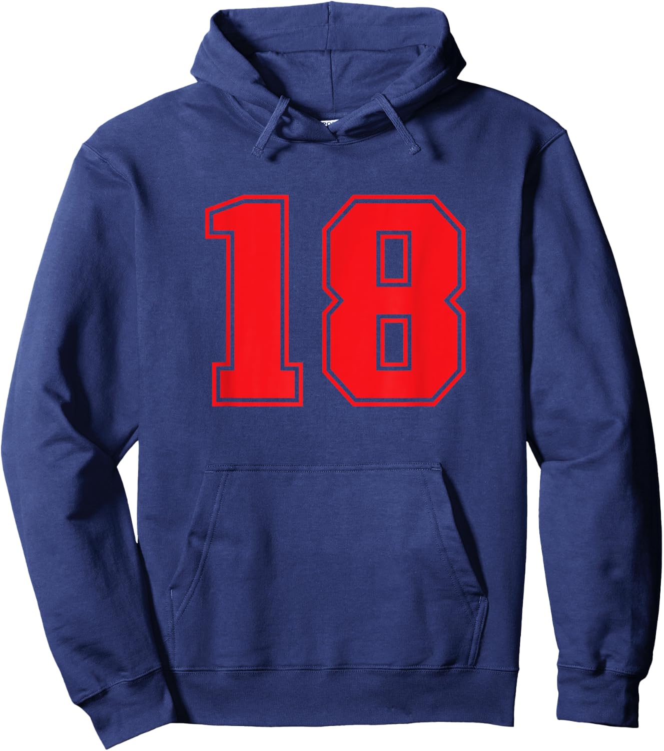 Number #18 Red Sport Number Hoodie - Hoodie | Navy
