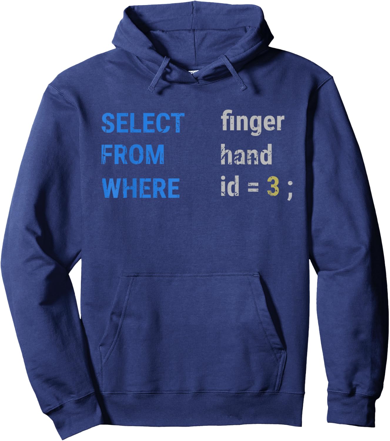 Select finger From hand Where id = 3; - Programming Hoodie - Hoodie | Navy