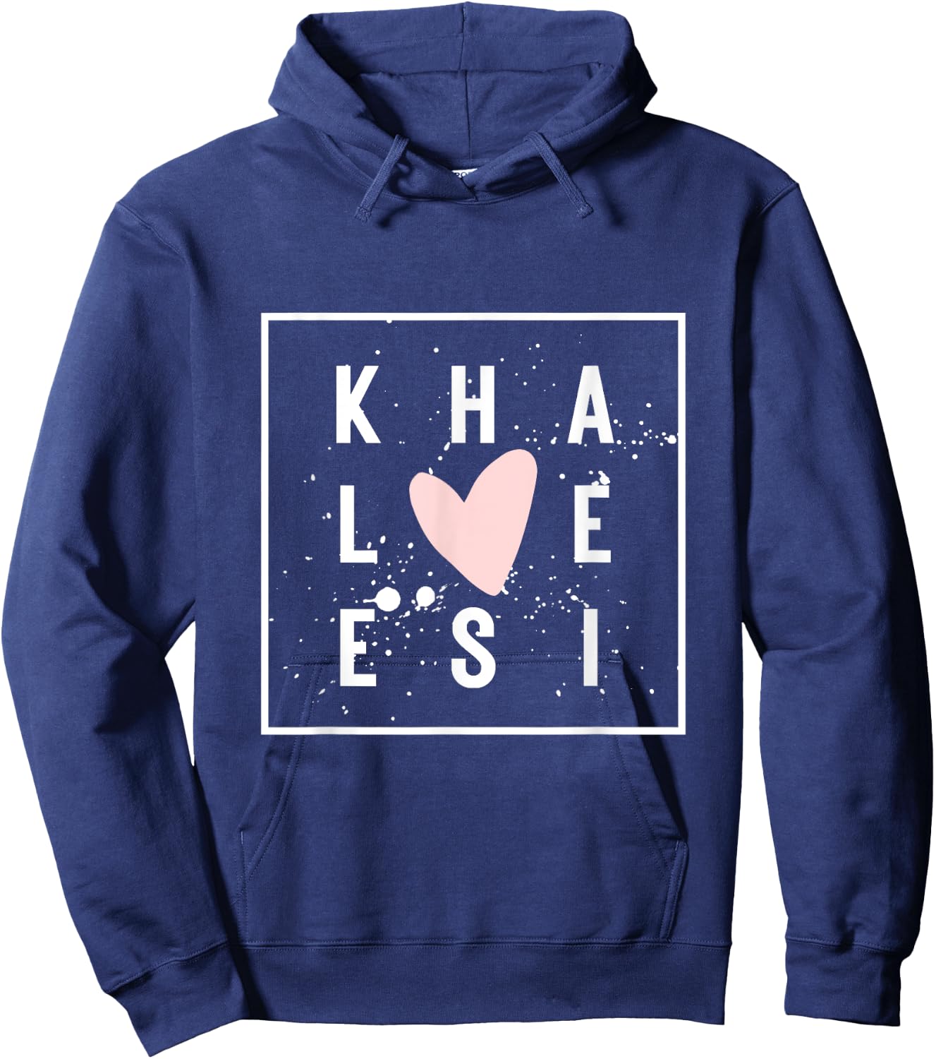 KHALEESI Nametag Girl Name Pink Heart KHALEESI Personalized Hoodie - Hoodie | Navy