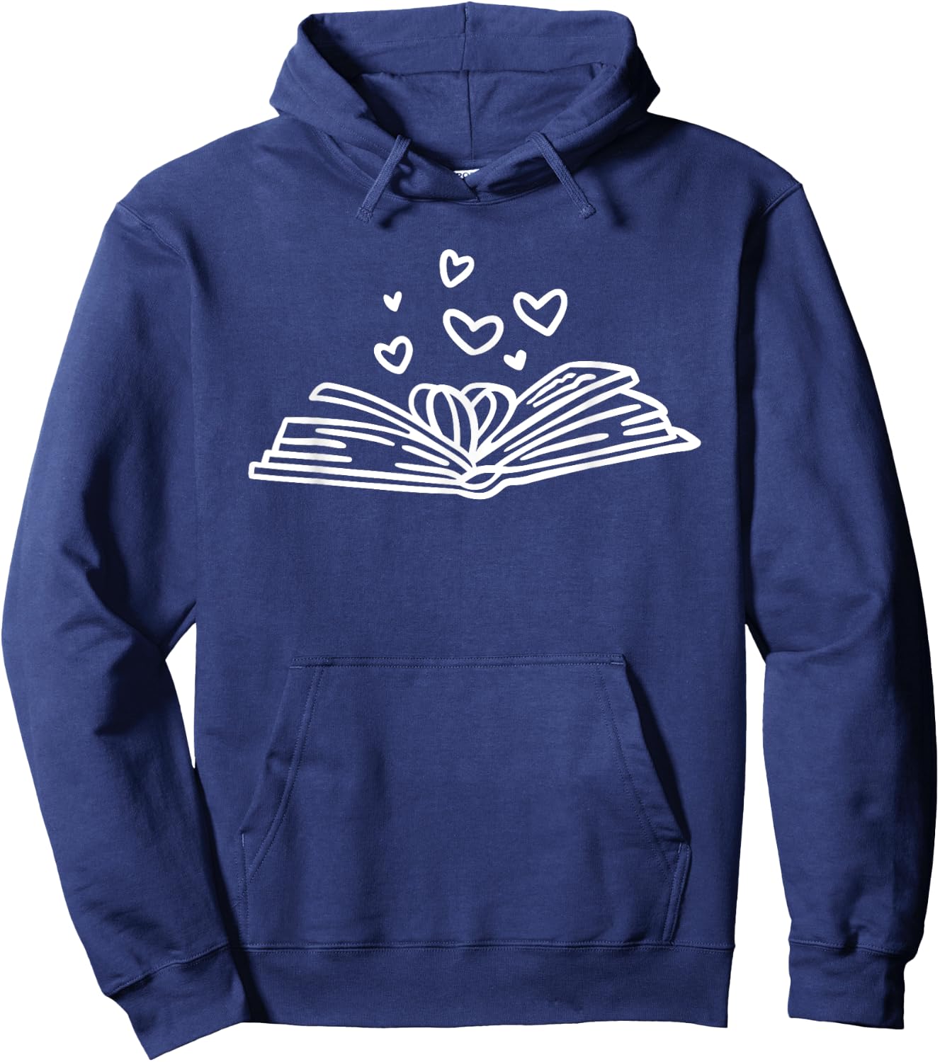 Book Lover Open Book Reading Books Hearts Book Hoodie - Hoodie | Navy