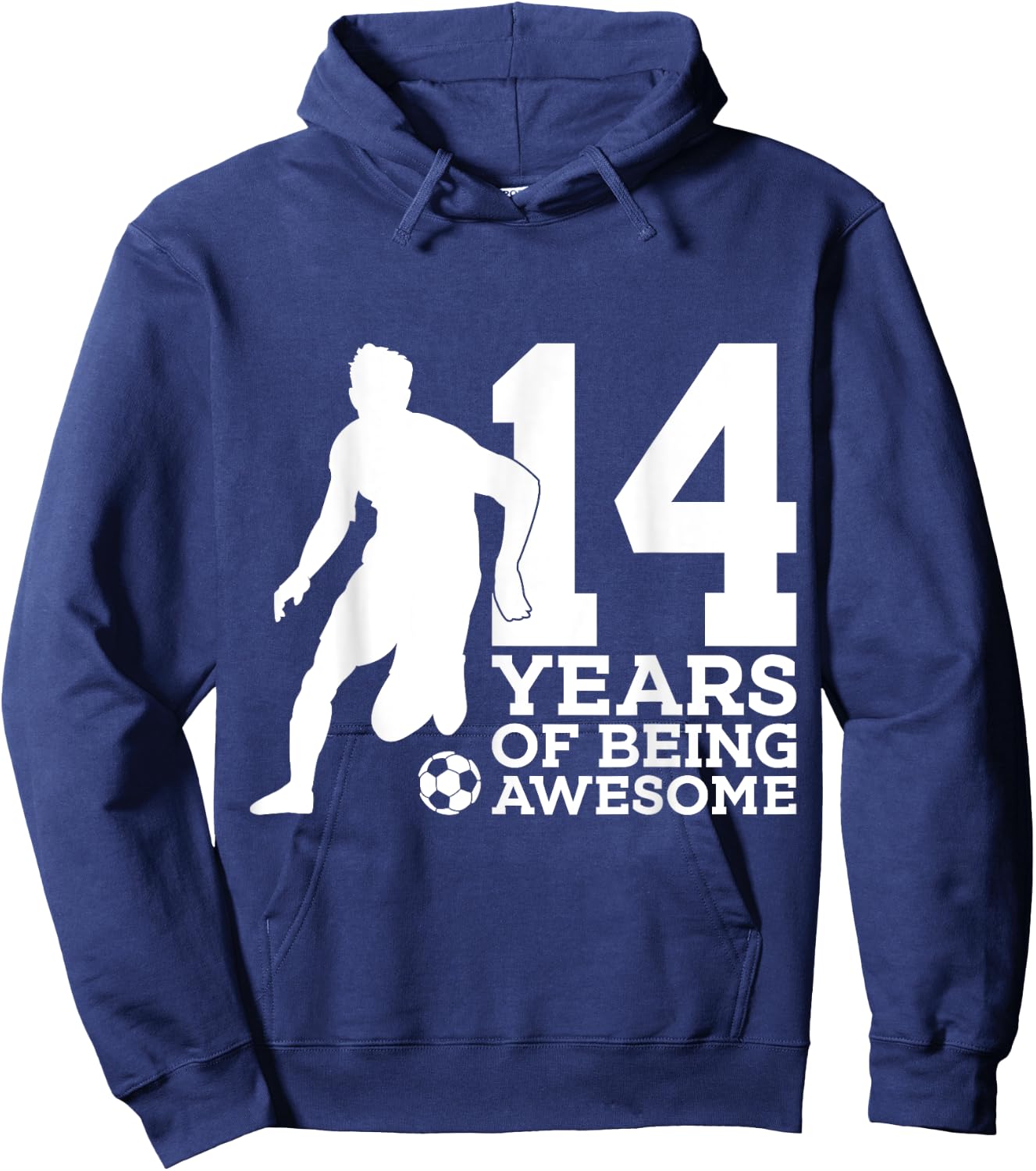 14 Years of Being Awesome Soccer 14th Birthday Hoodie - Hoodie | Navy