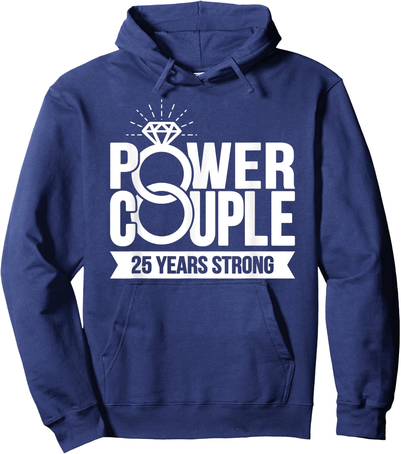 Married 25 Years - Power Couple - 25th Wedding Anniversary Hoodie - Hoodie | Navy