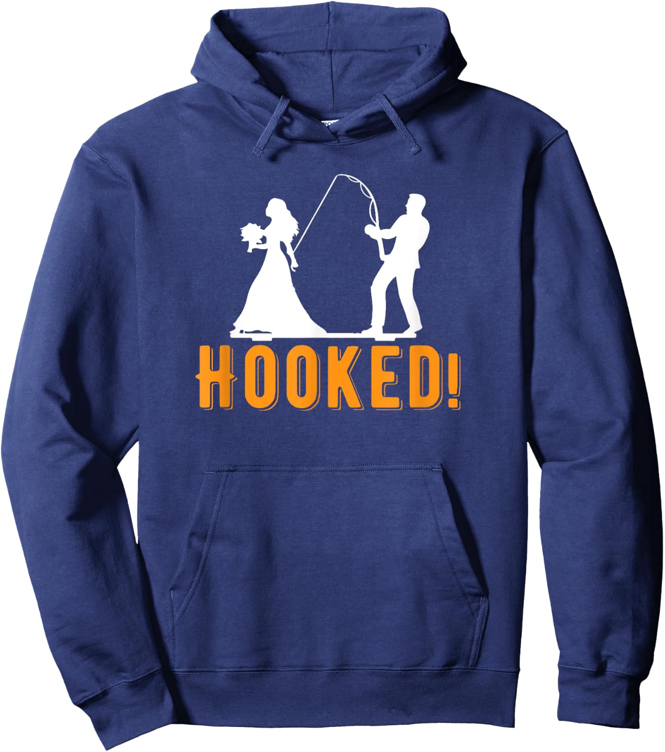 Funny Hooked Bride Groom New Marriage Fishing Lover Couples Hoodie - Hoodie | Navy