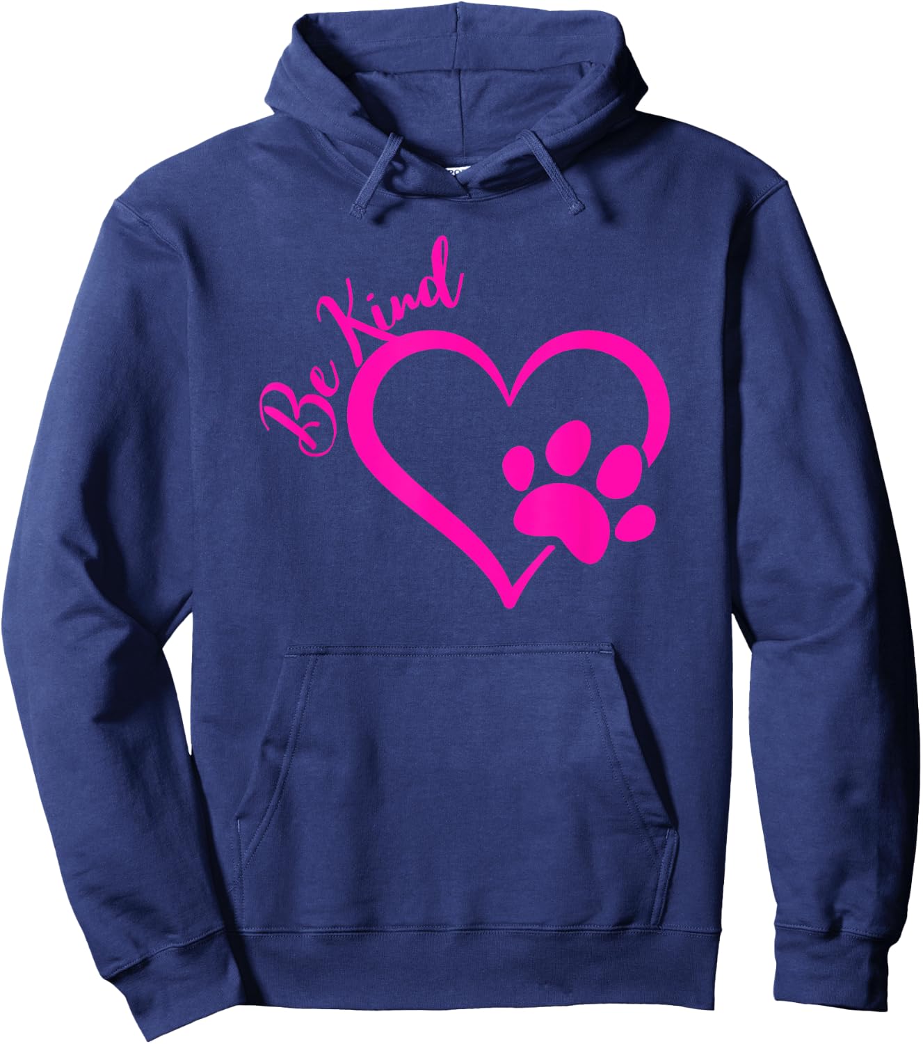 Be Kind Heart Paw Print Dog Love Men Women Hoodie - Hoodie | Navy