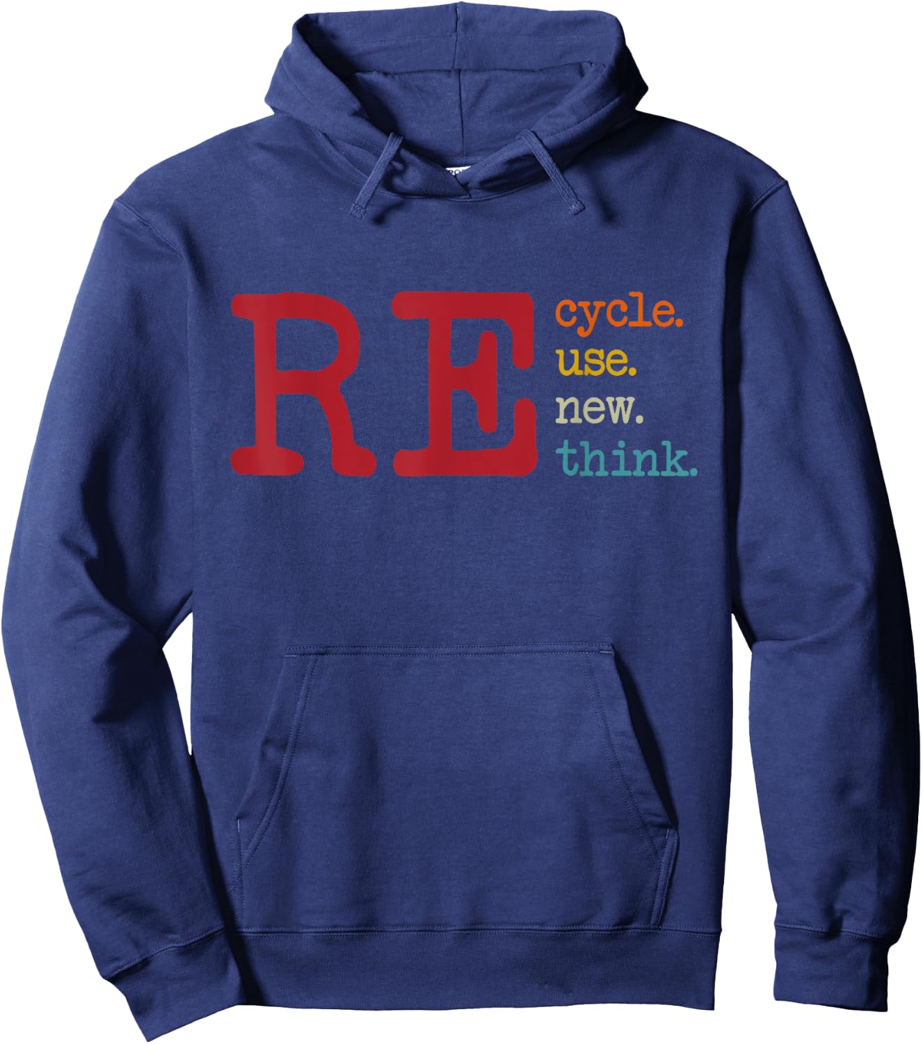 Vintage Recycle Reuse Renew Rethink Earth Day Environmental Hoodie - Hoodie | Navy