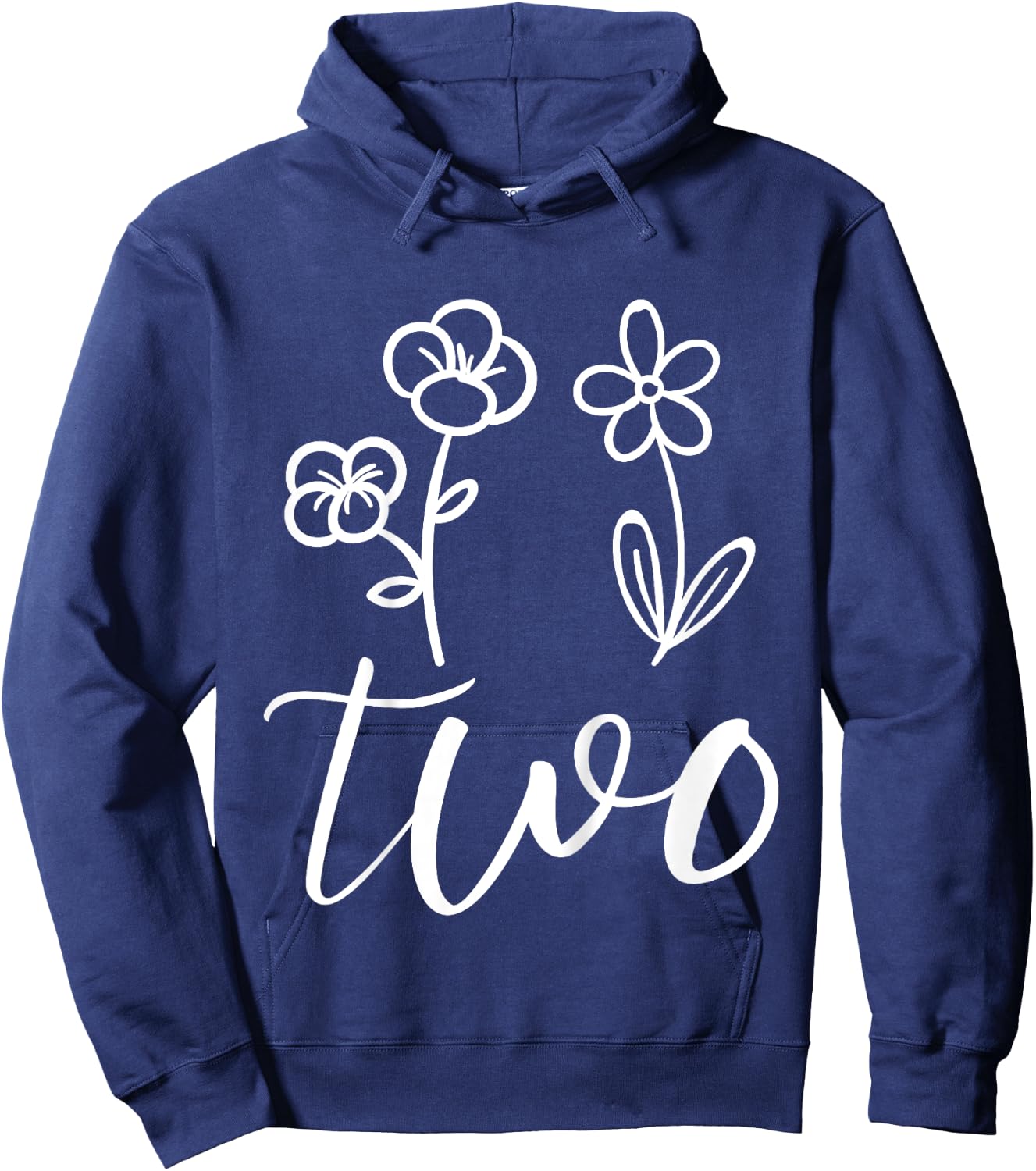 Floral Two 2 Year Old 2nd Birthday Gift Second Girl Toddler Hoodie - Hoodie | Navy