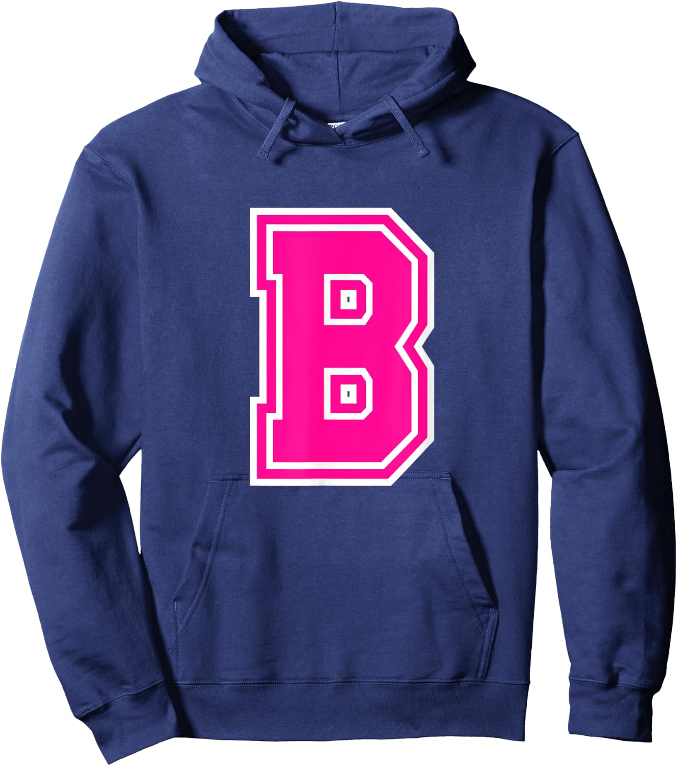 Letter B Pink Monogram Initial Hoodie - Hoodie | Navy