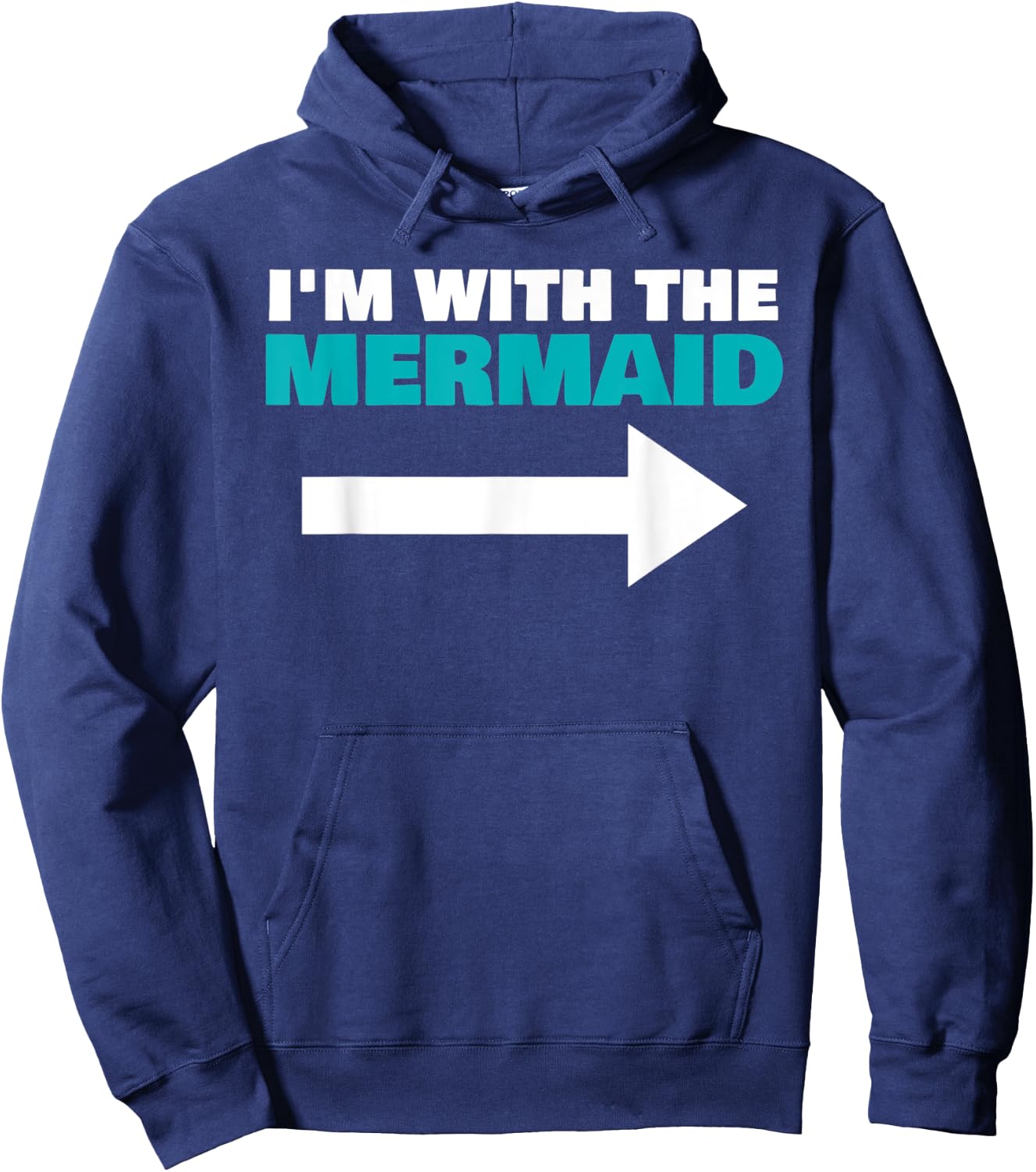I'm With The Mermaid Fun Matching Halloween Couple Costume Hoodie - Hoodie | Navy