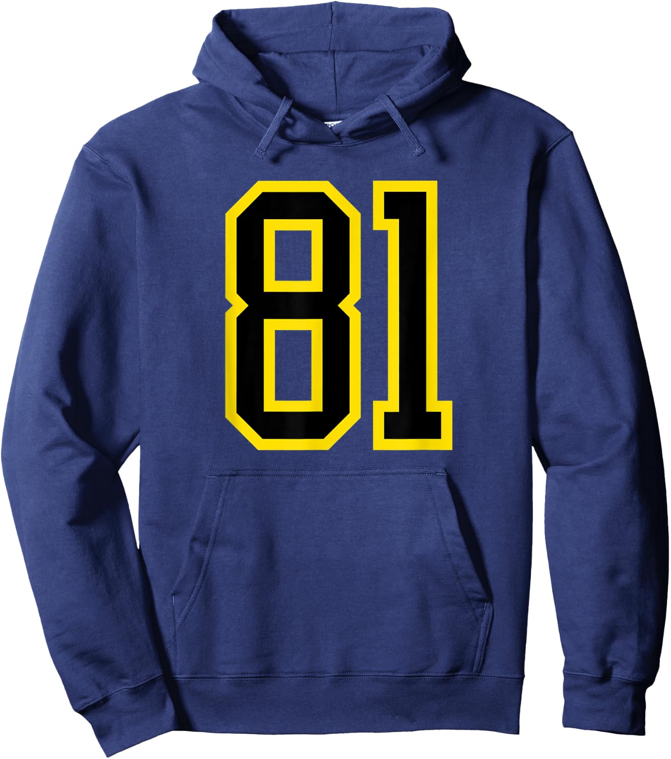 Jersey Number #81 Yellow Black Birthday Sports Number 81 Hoodie - Hoodie | Navy