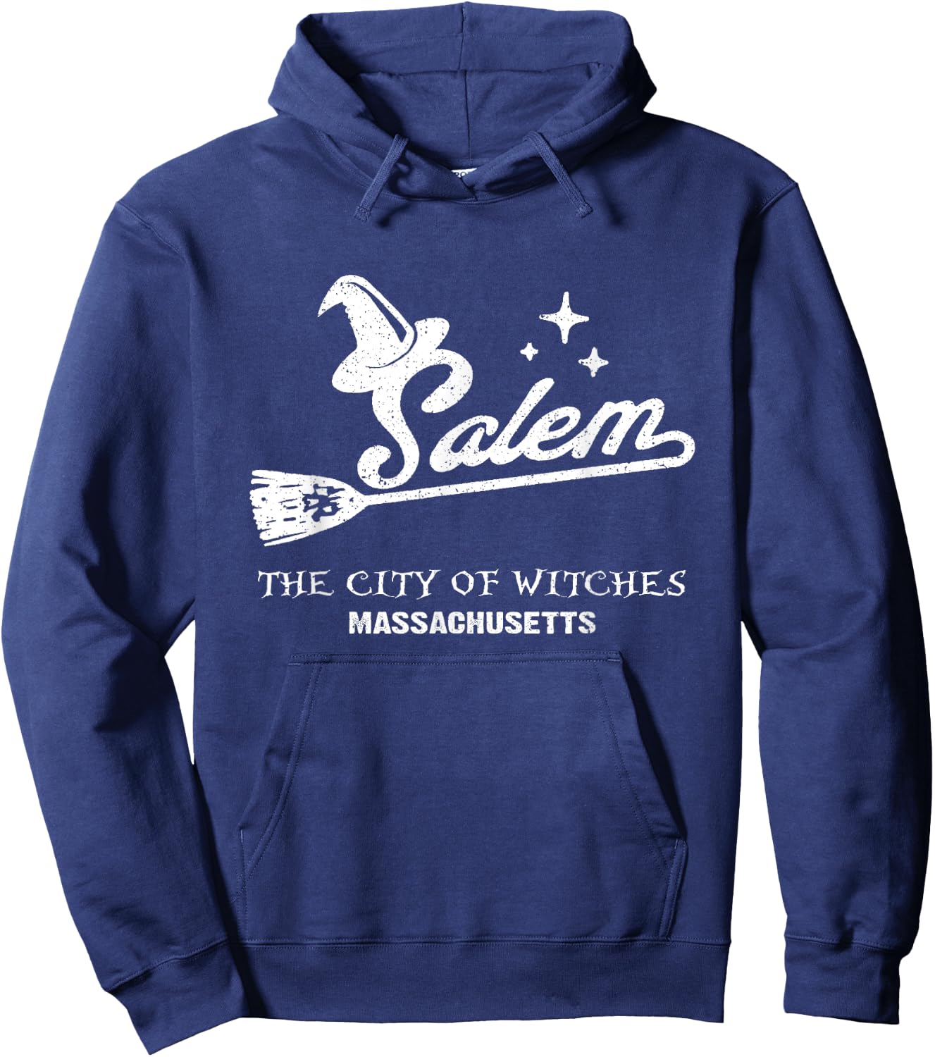 Vintage Salem Massachusetts Halloween City Of Witches Hoodie - Hoodie | Navy