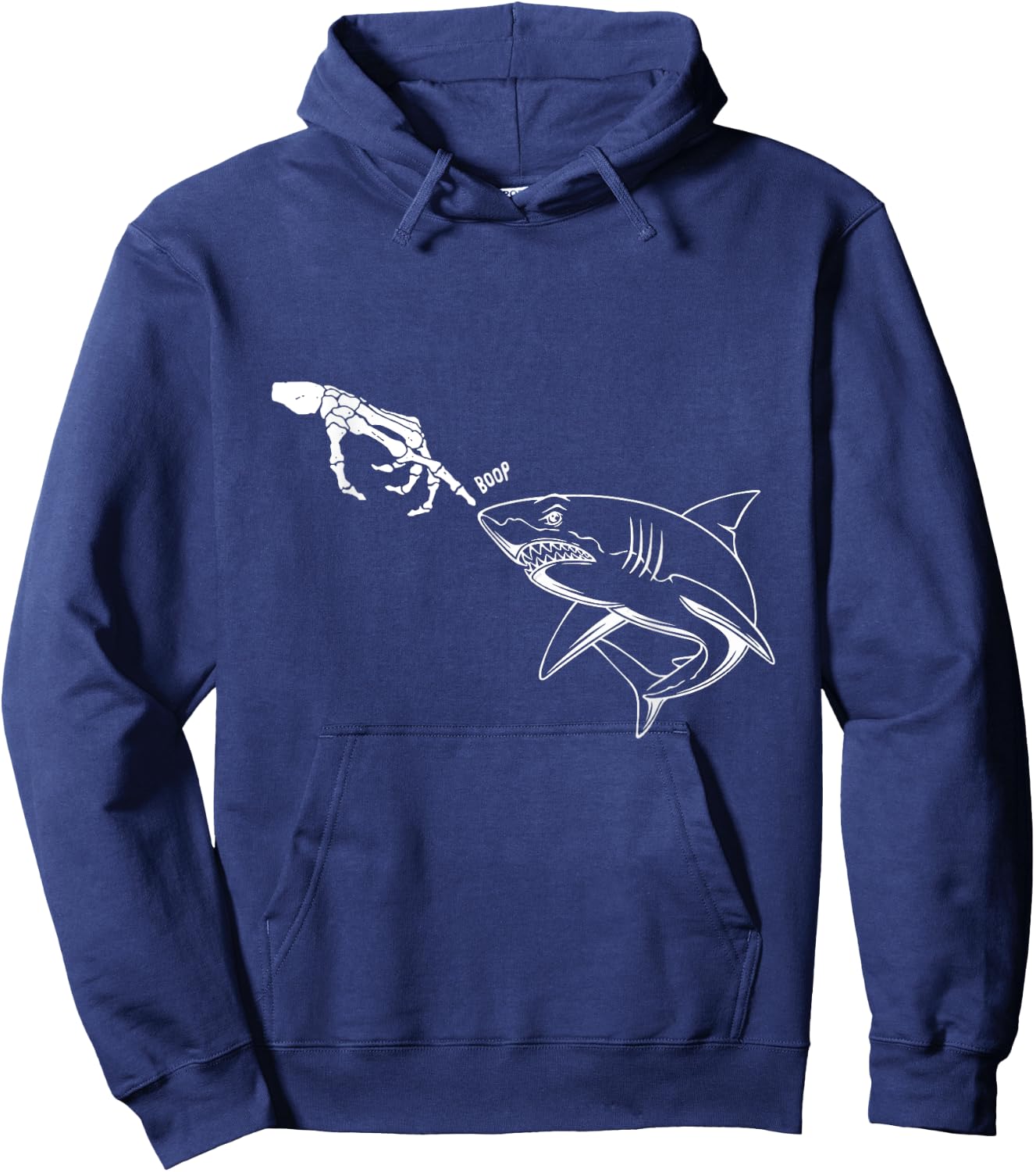 Shark Black Lover Skeleton Hand Boop Funny Halloween Hoodie - Hoodie | Navy