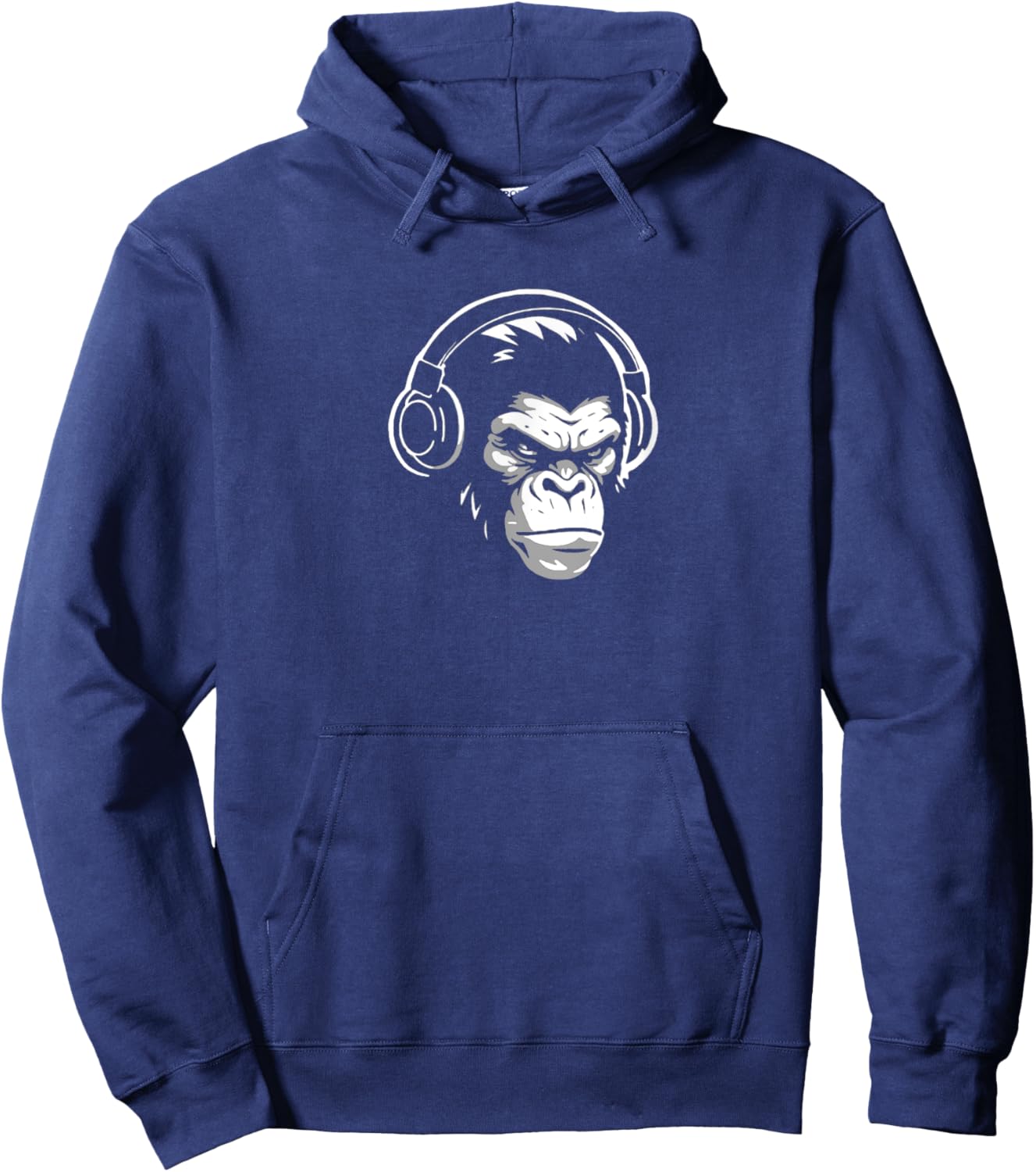 Intense Chimp & Headphones Chimpanzee Wildlife Lover Hoodie - Hoodie | Navy