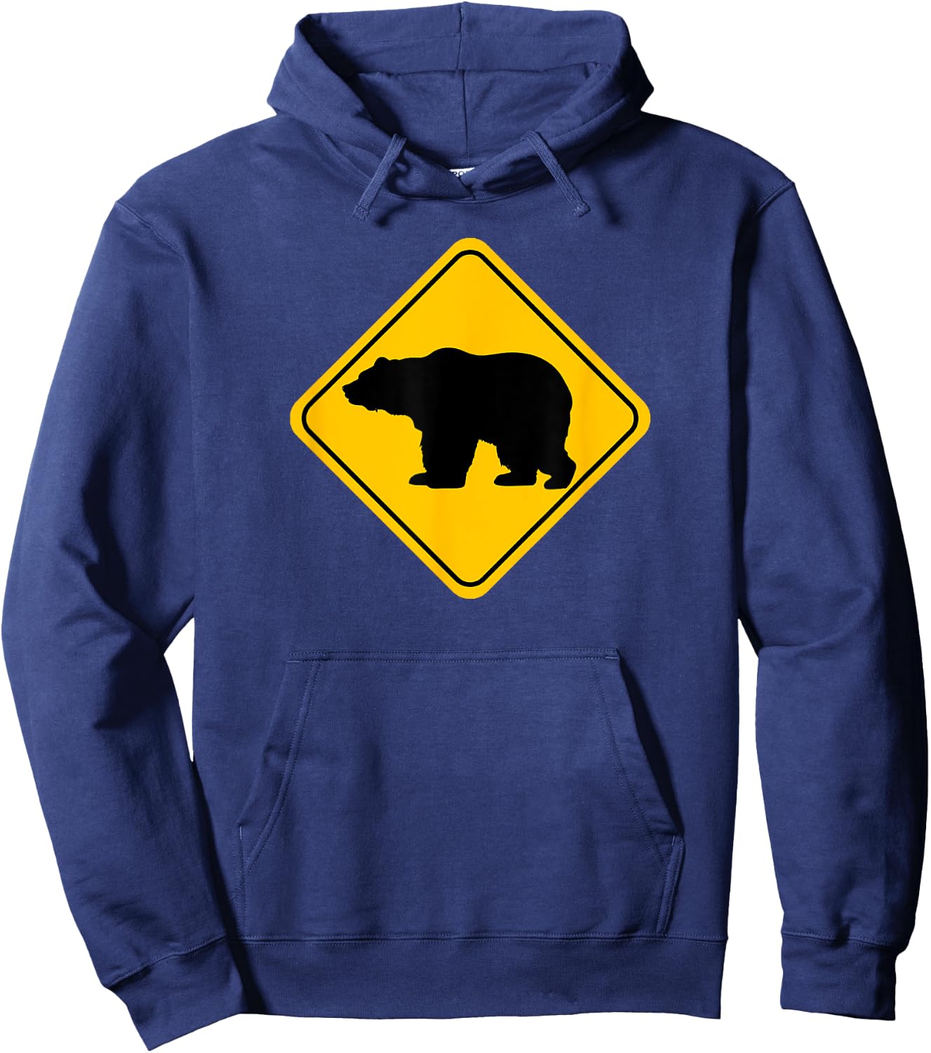 Bear Crossing Road Sign Grizzly Classic Minimalist Graphic Hoodie - Hoodie | Navy