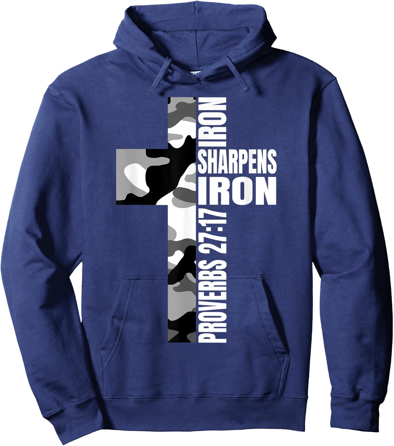 White Camo Iron Sharpens Iron Christian Verse Easter Couples Hoodie - Hoodie | Navy