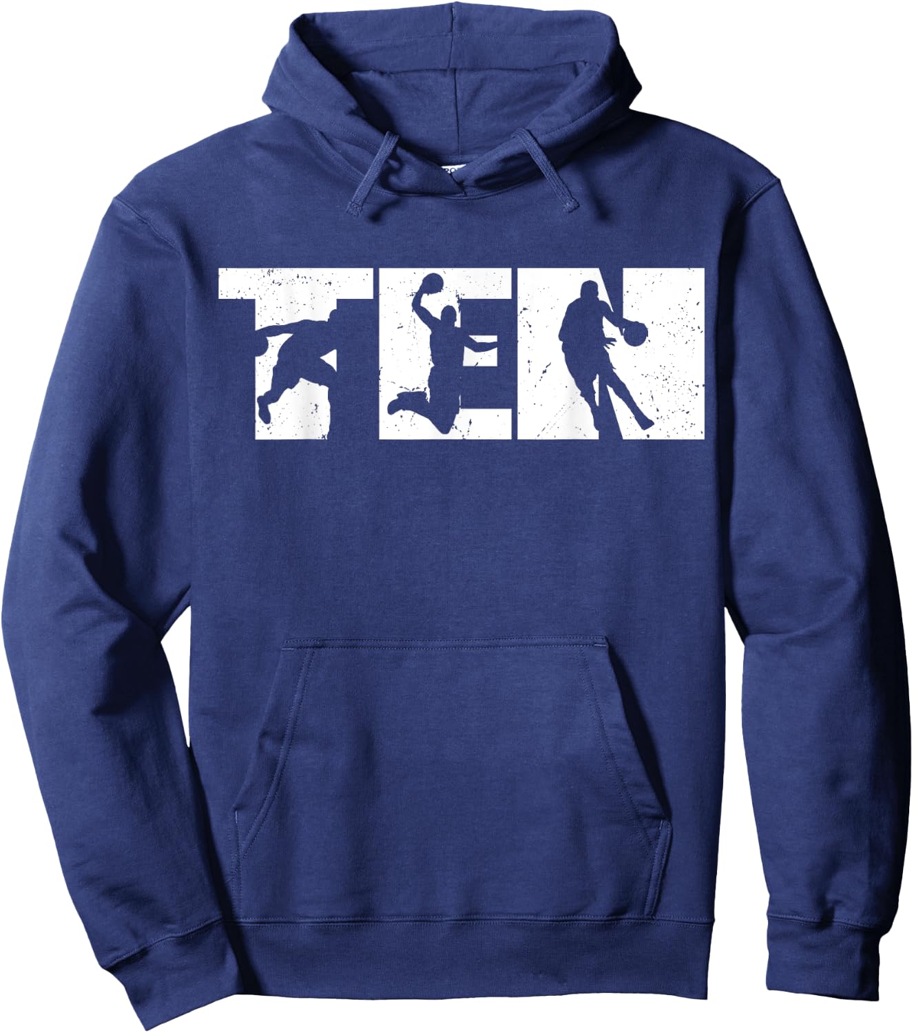 10th Birthday Retro Basketball 10 Years Old Boy Girl Hoodie - Hoodie | Navy
