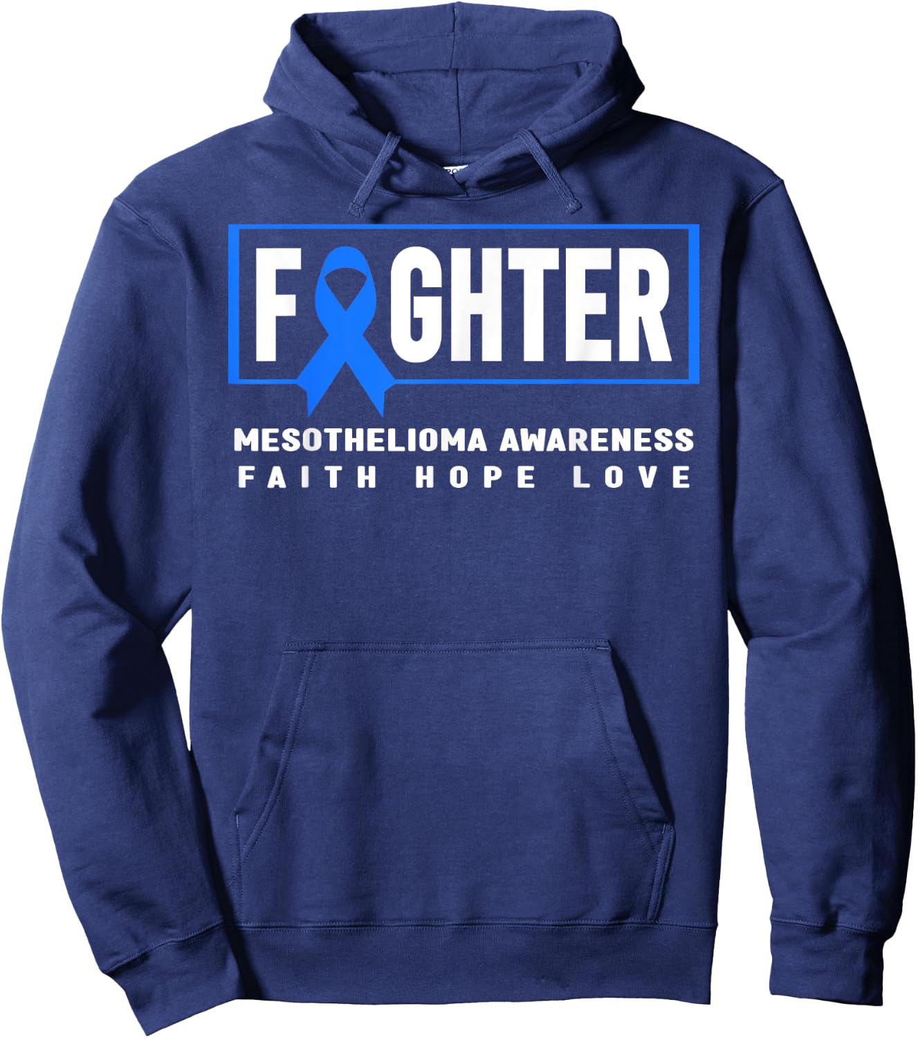Mesothelioma Fighter - Blue Ribbon Mesothelioma Awareness Hoodie - Hoodie | Navy