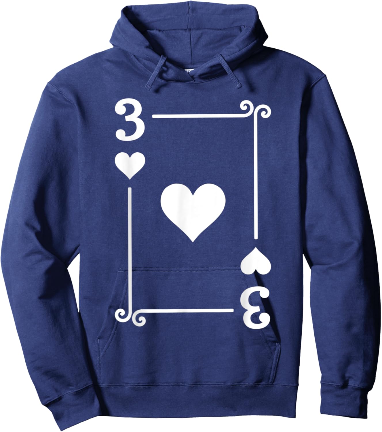 Playing Cards Costume - Three Card - 3 of Hearts Hoodie - Hoodie | Navy