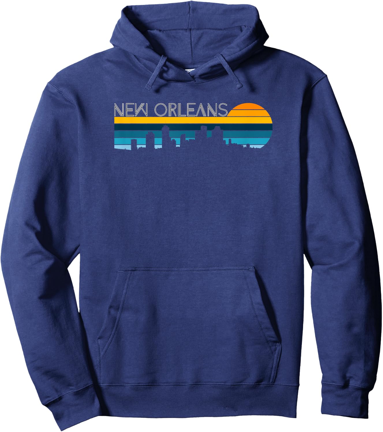 New Orleans Skyline - Vintage Retro Sunset New Orleans City Hoodie - Hoodie | Navy