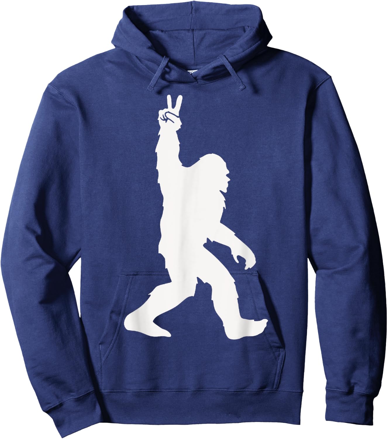 Funny Bigfoot Two Fingers Up For Peace Believers Men Women Hoodie - Hoodie | Navy