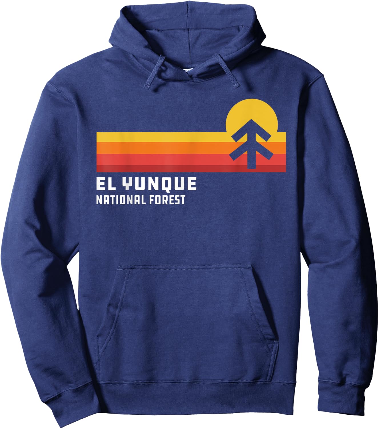 El Yunque National Forest Puerto Rico Retro Style Stripes Hoodie - Hoodie | Navy