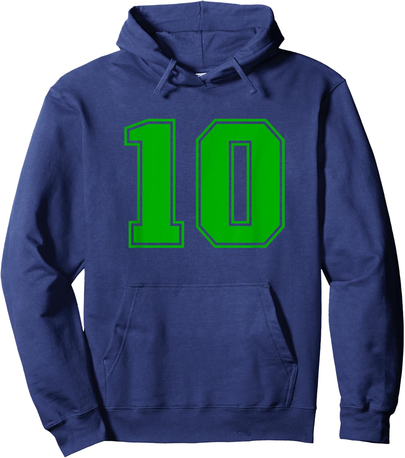 Number #10 Green Sports Fan Jersey Number Hoodie - Hoodie | Navy