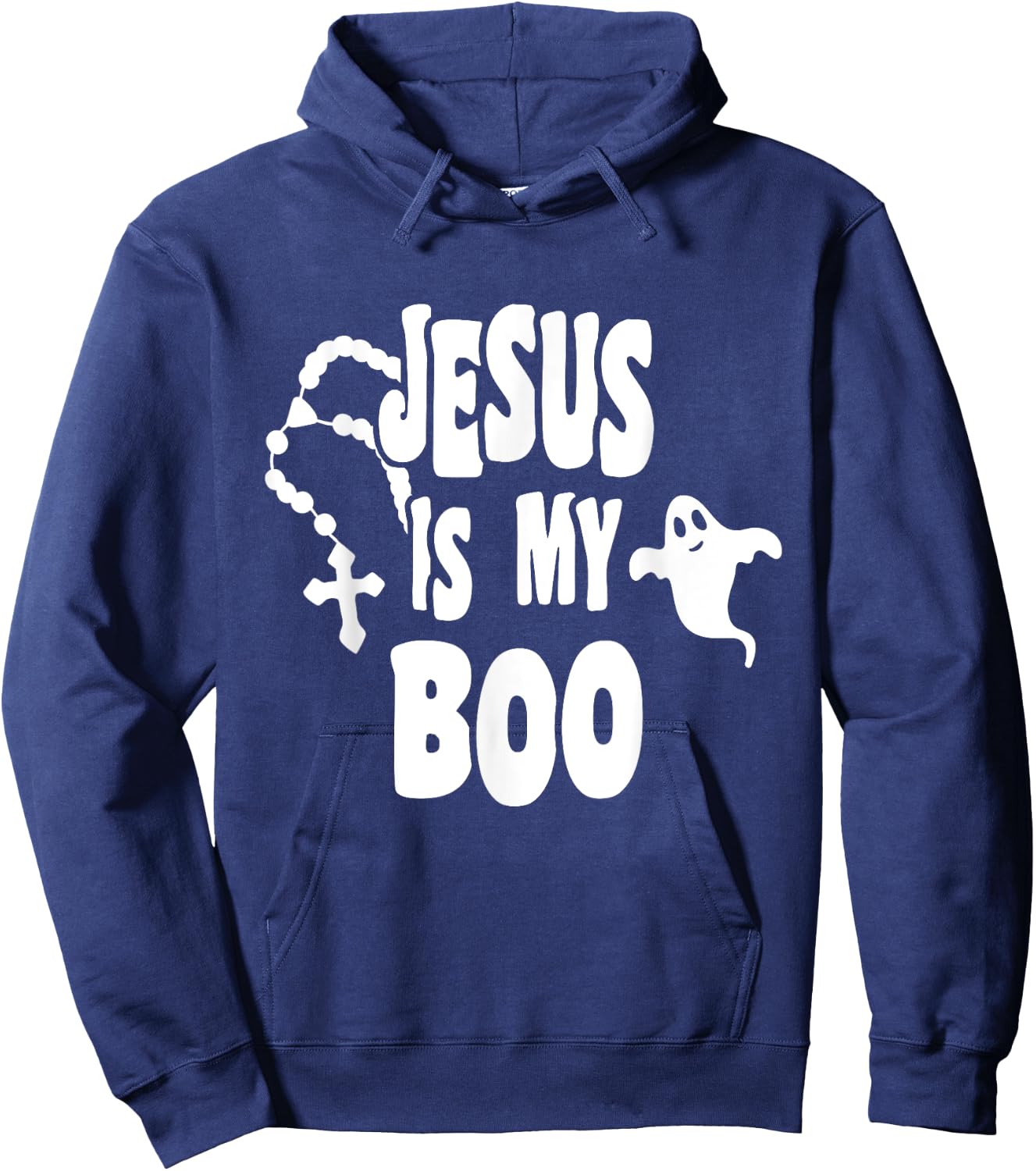 Jesus Is My Boo Ghost Christian Funny Halloween Retro Groovy Hoodie - Hoodie | Navy