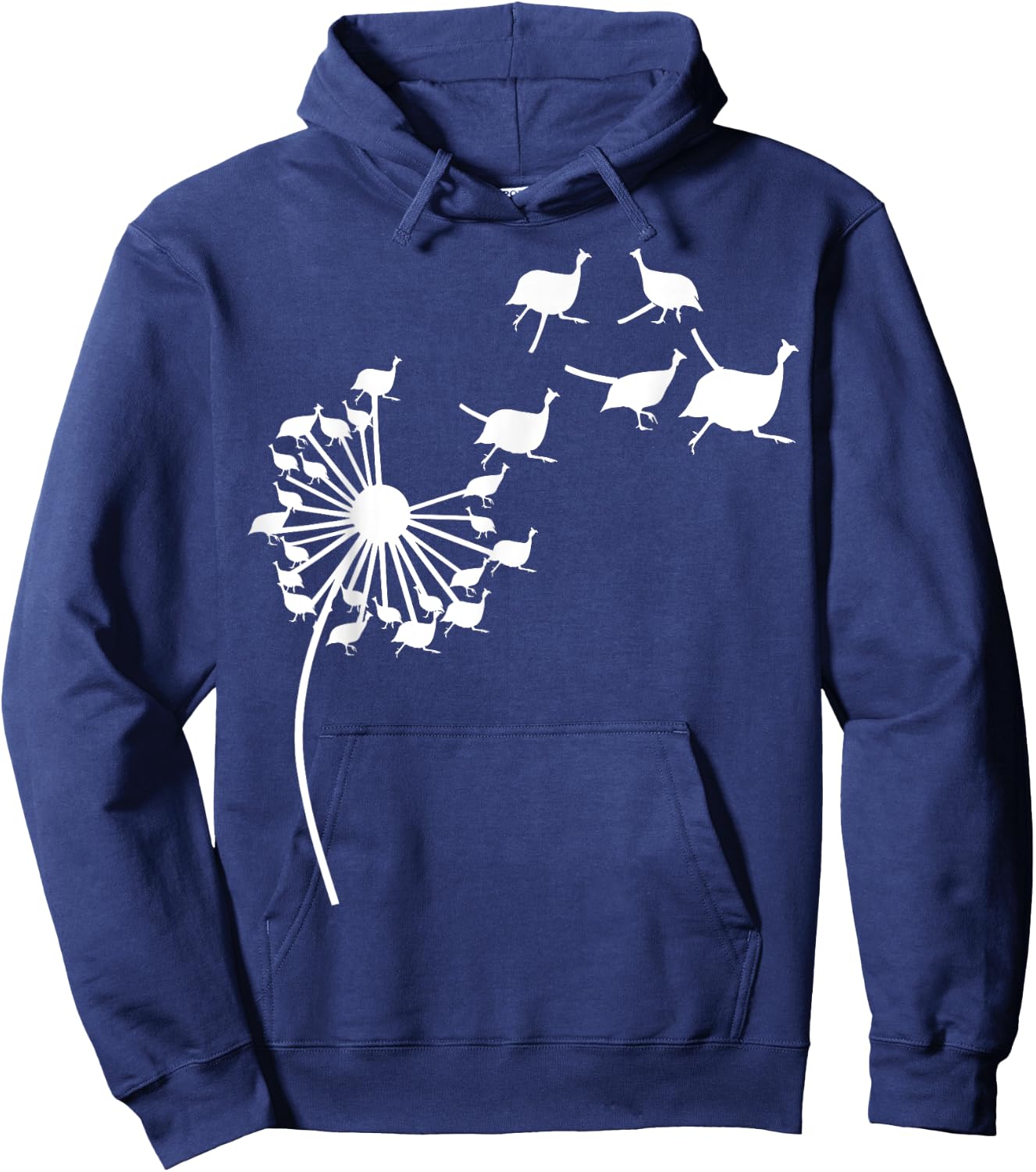Dandelion Guinea fowl Flower, Floral Guinea fowl Tree Hoodie - Hoodie | Navy