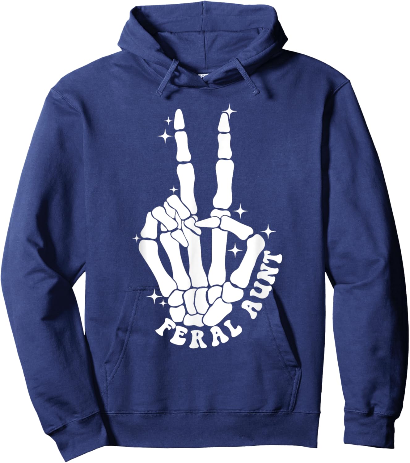 Punk Rock Mom Mother's Day Peace Skeleton Hand Feral Aunt Hoodie - Hoodie | Navy