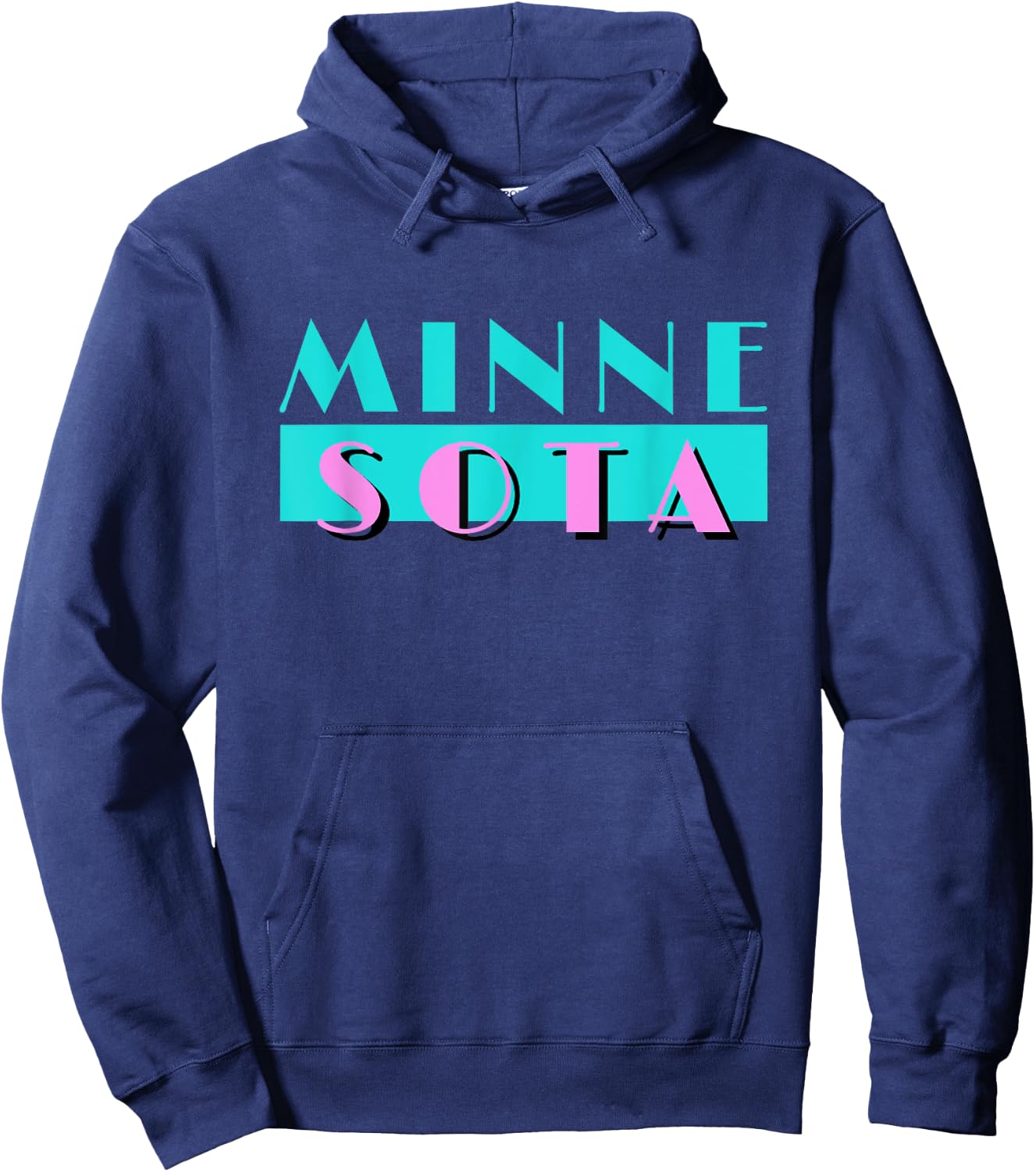 Retro Minnesota Neon Logo, Minnesotan MN State Pride Gift Hoodie - Hoodie | Navy