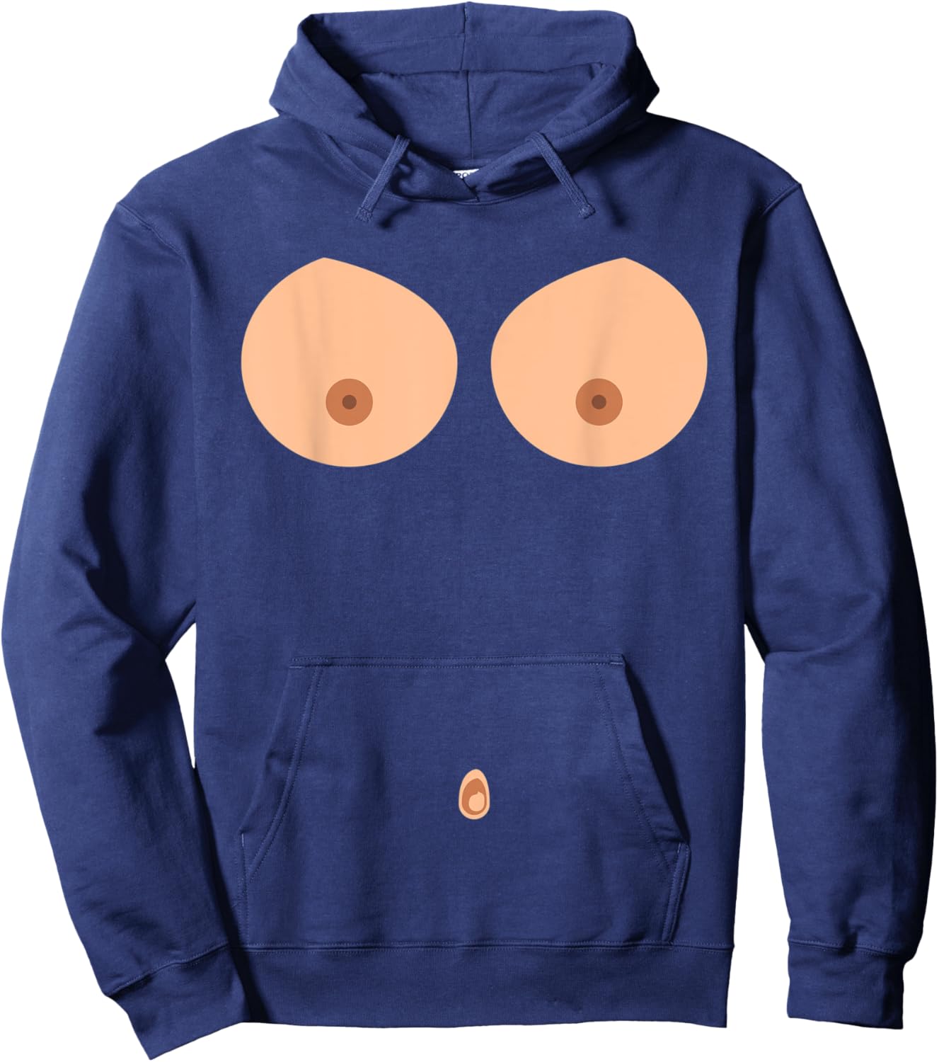Breast Nipple Belly Button Titten Breasts Funny Costume Hoodie - Hoodie | Navy