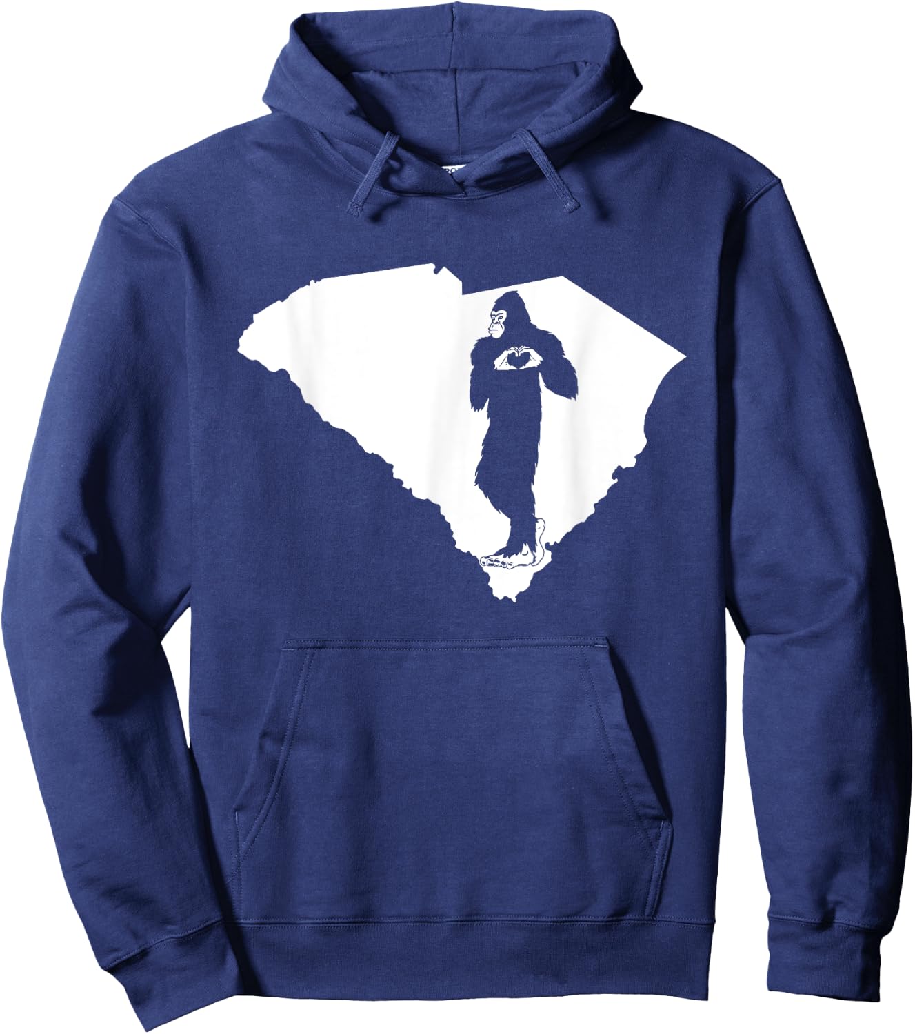 Bigfoot South Carolina State Pride Funny Sasquatch Love Map Hoodie - Hoodie | Navy