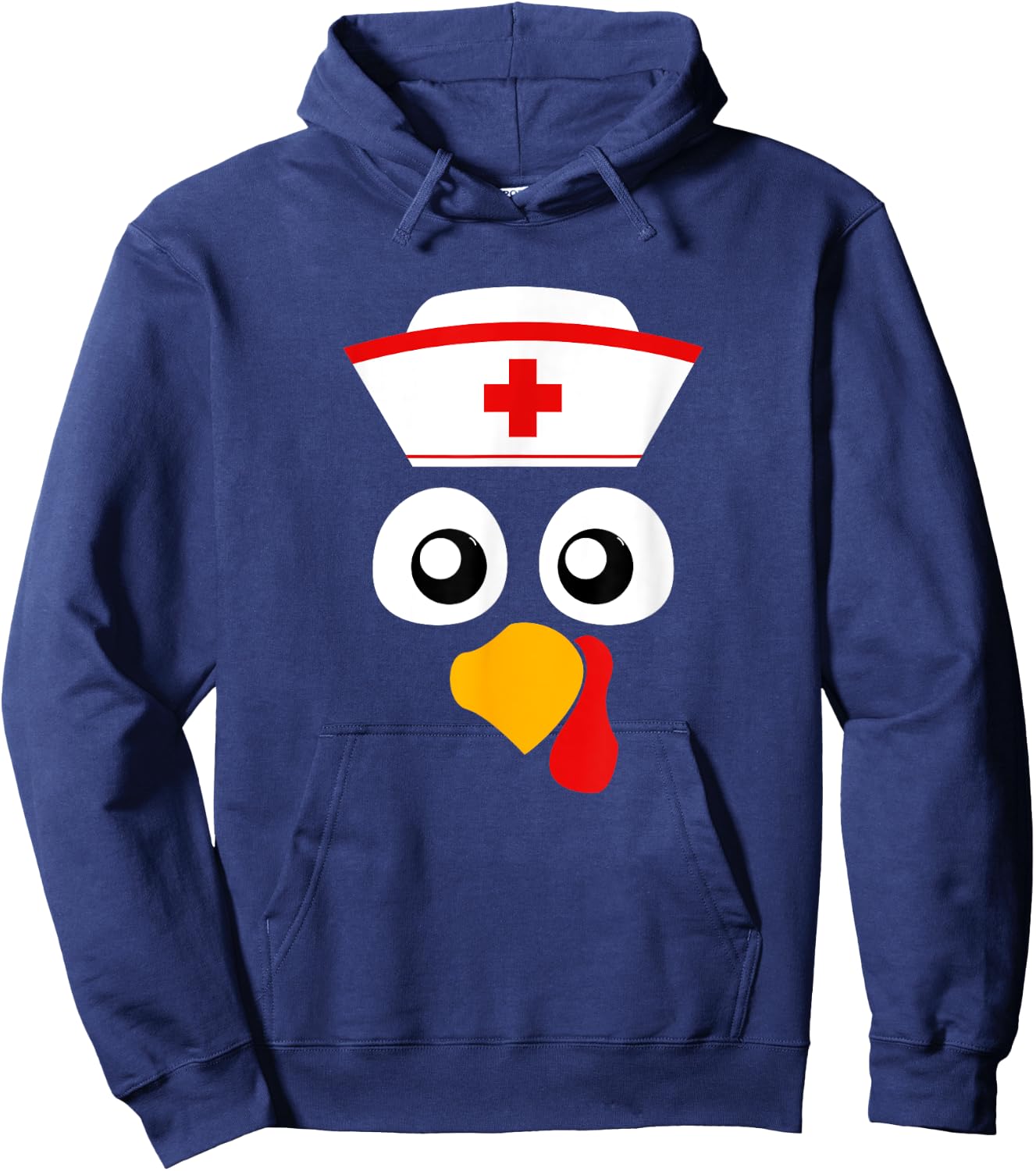 Cute Nurse Turkey Face, Nurses Cap for Thanksgiving party Hoodie - Hoodie | Navy