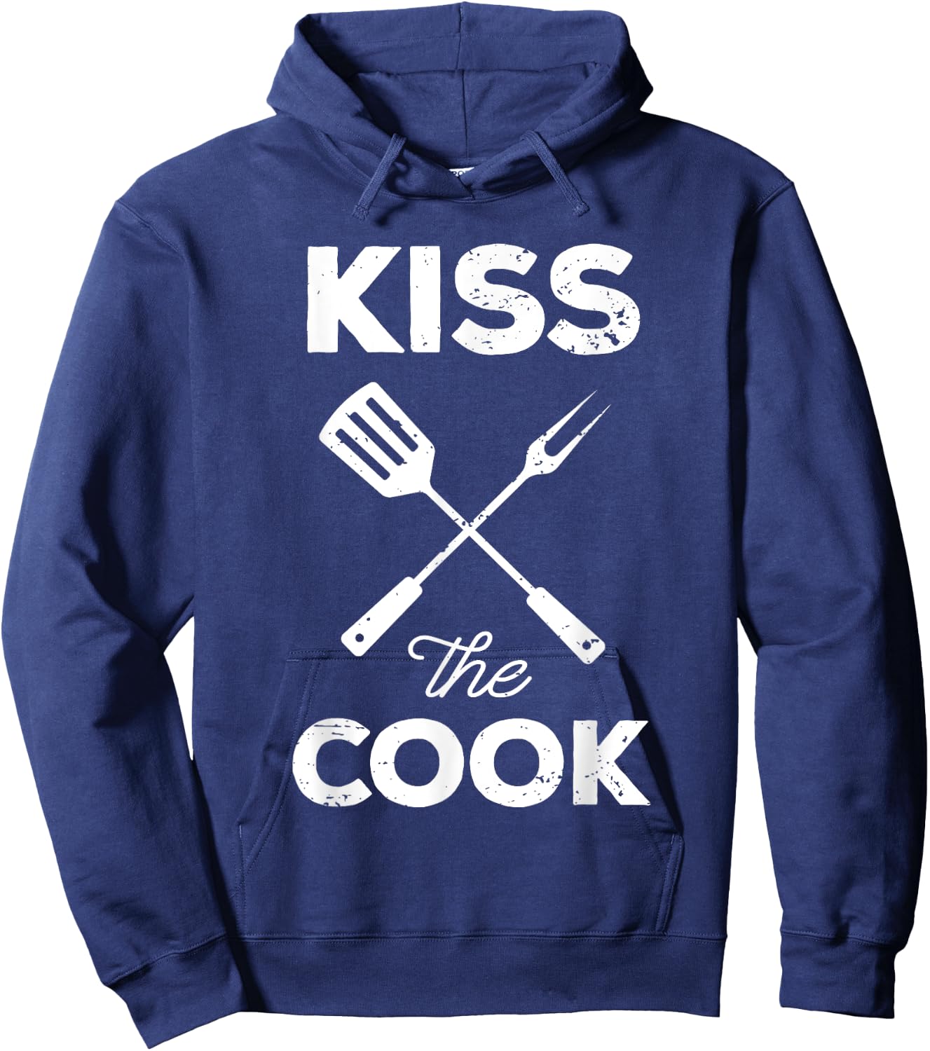 Kiss The Cook Funny BBQ Chef Dad Hoodie - Hoodie | Navy