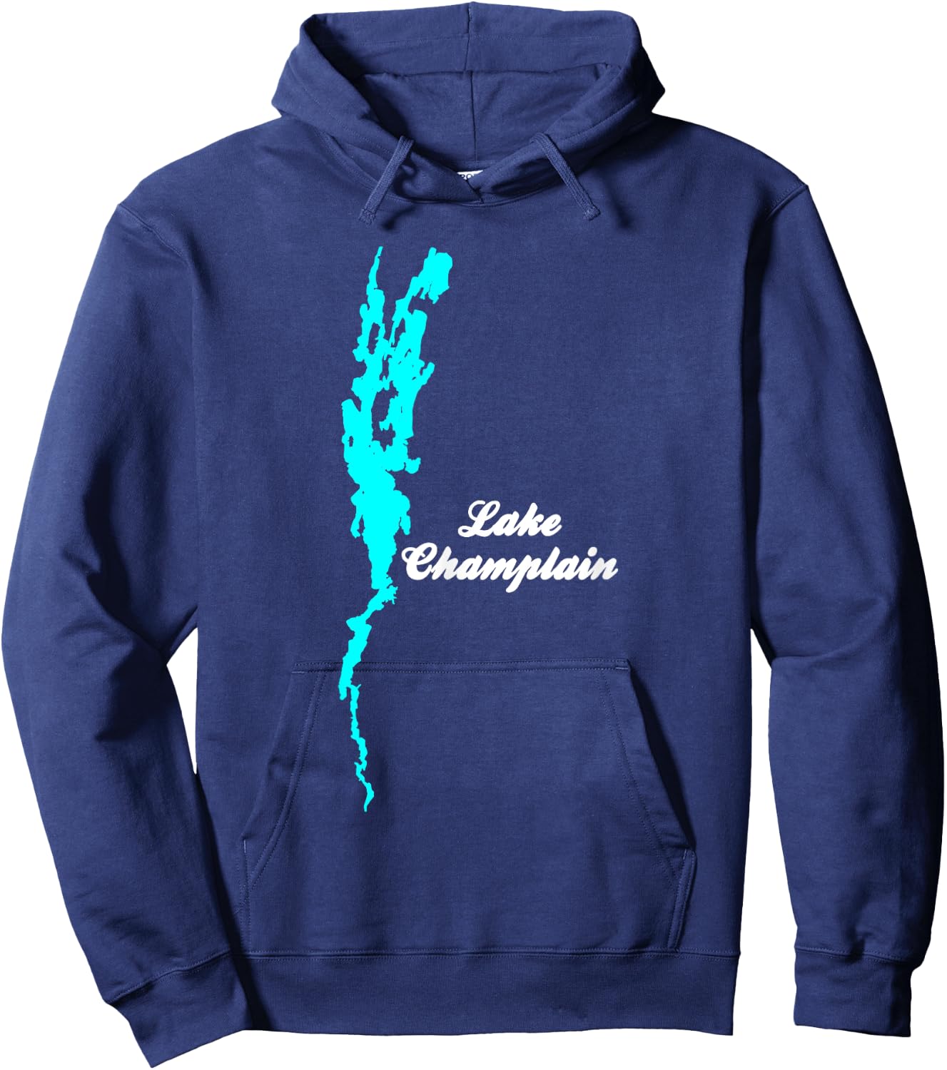 Minimalist Lake Champlain, New York and Vermont Hoodie - Hoodie | Navy