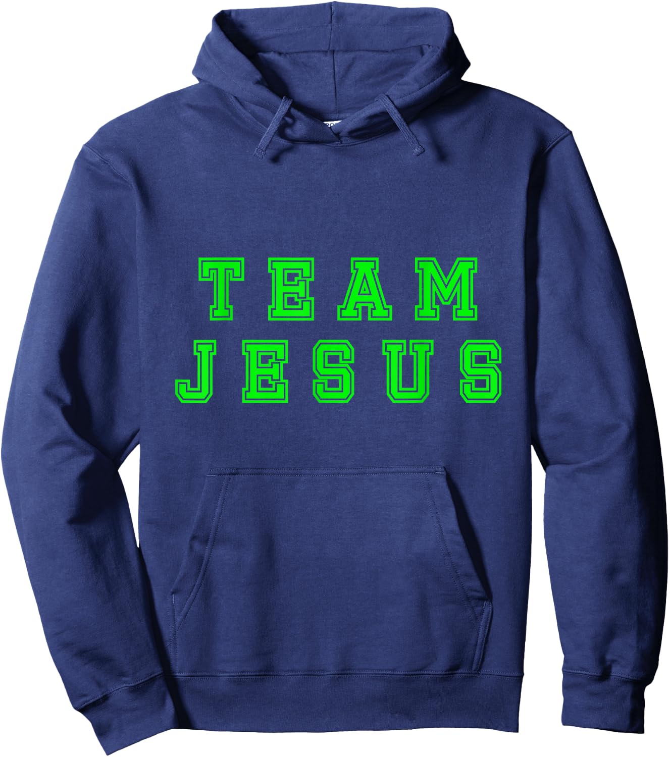 Lime green text Team Jesus Christian Athletic sports faith Hoodie - Hoodie | Navy