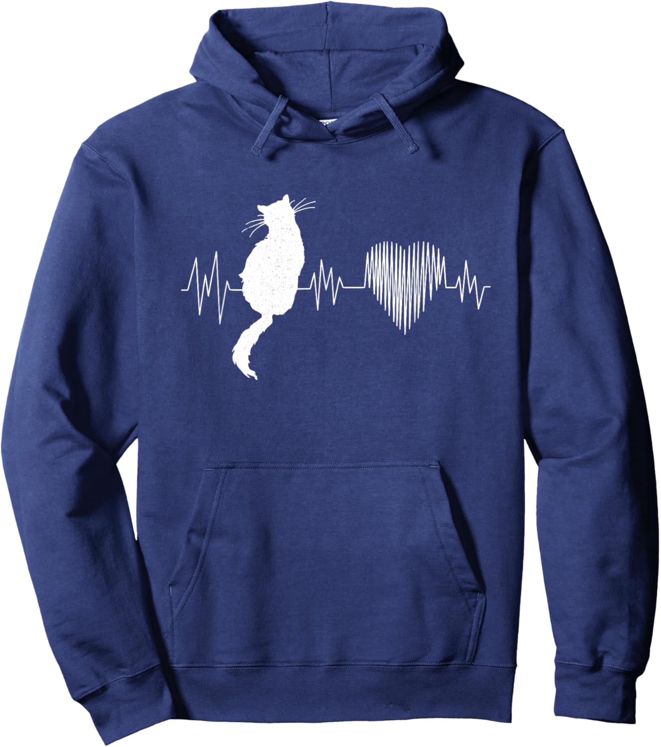 Funny Cat Shirts , Meowy Cute Cat Lover Heartbeat Hoodie - Hoodie | Navy