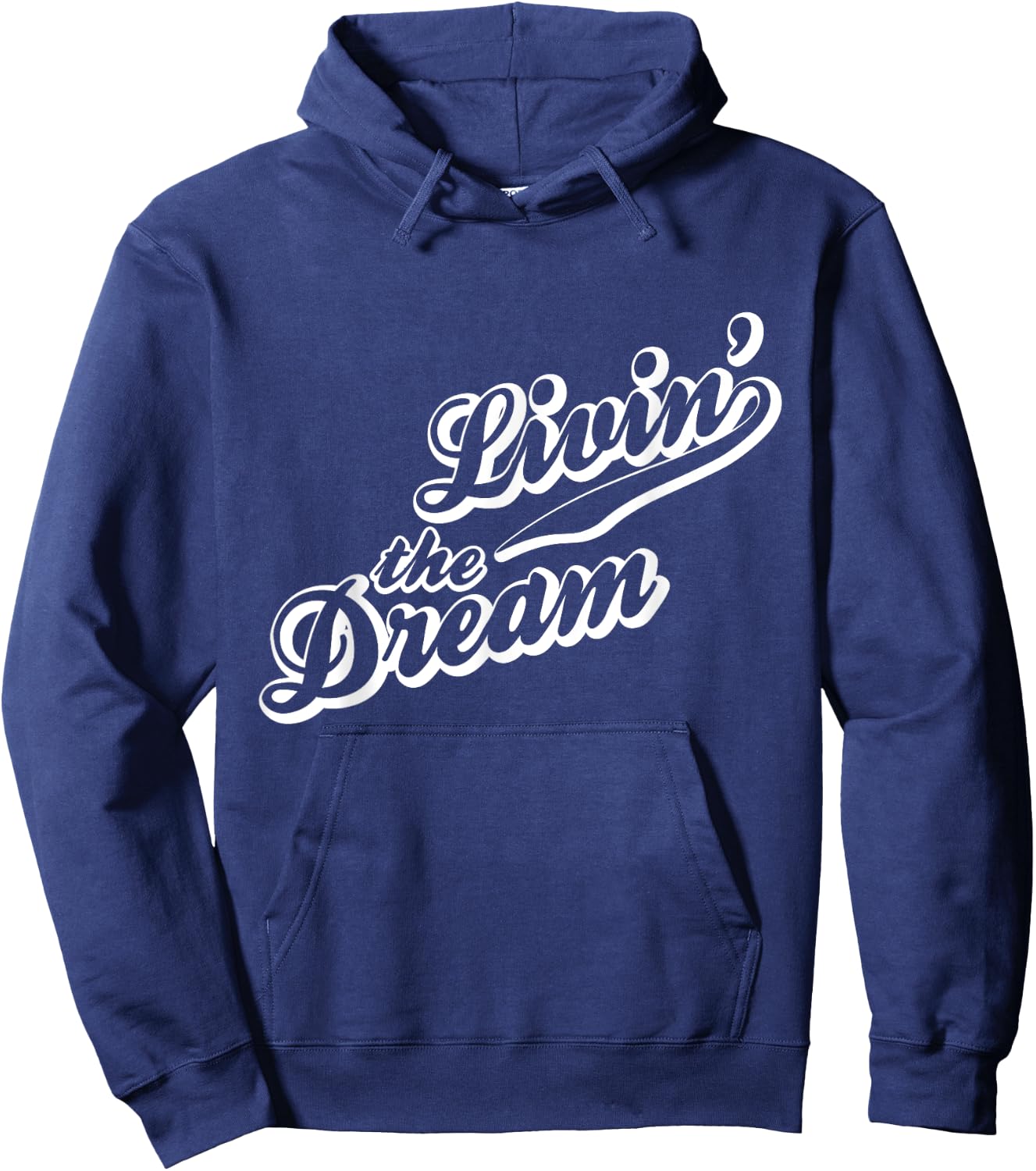 Livin' The Dream Retro White Print Hoodie - Hoodie | Navy