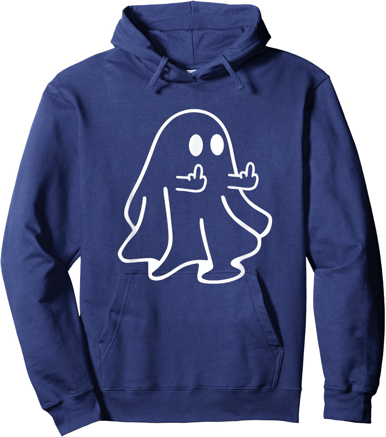 Cute Funny Halloween Ghost Giving the Middle Finger Hoodie - Hoodie | Navy