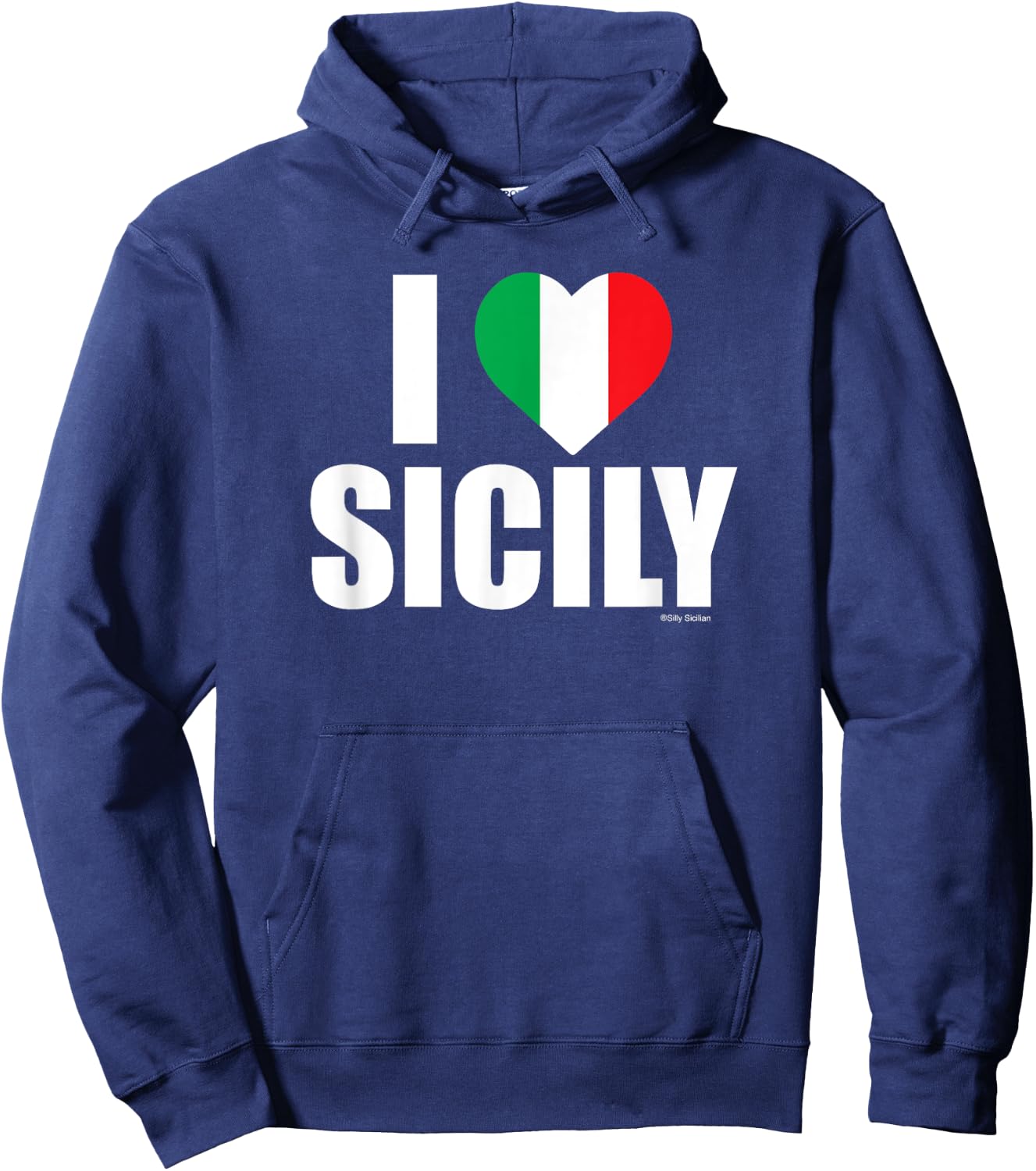 I Love Sicily, I (heart) Sicily; Italian Flag Heart Hoodie - Hoodie | Navy