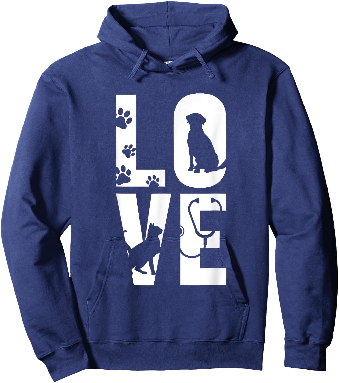 Cute Vet Tech LVT Love Animals Veterinary Technician Dog Cat Women Hoodie - Hoodie | Navy