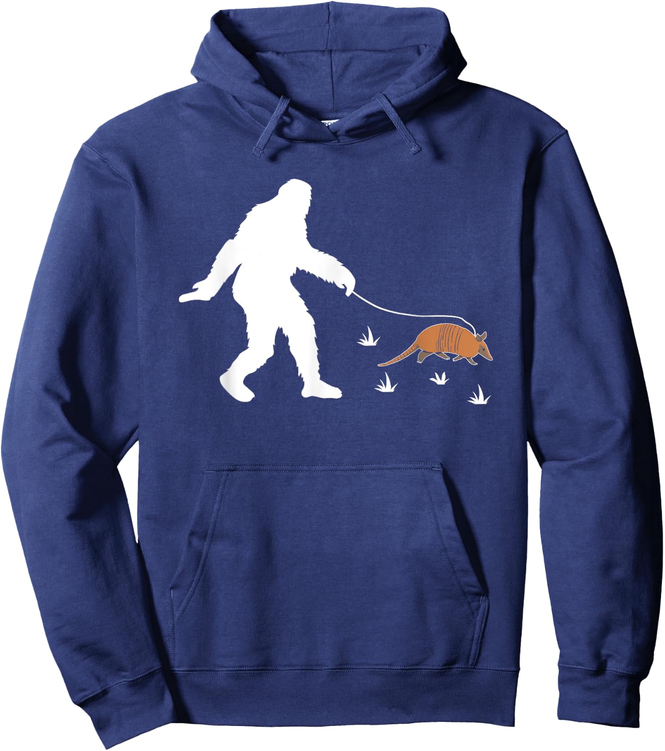 Funny Bigfoot Walking An Armadillo Hoodie - Hoodie | Navy