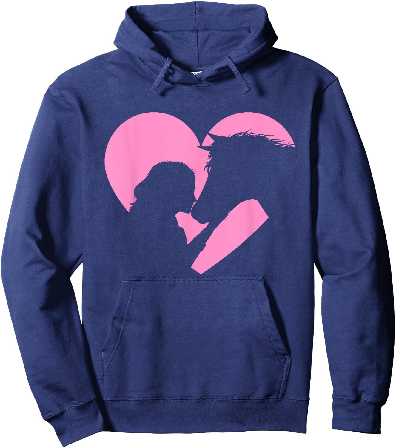 Horse Lover - Girl Kissing Horses Horseman Horseback Riding Hoodie - Hoodie | Navy