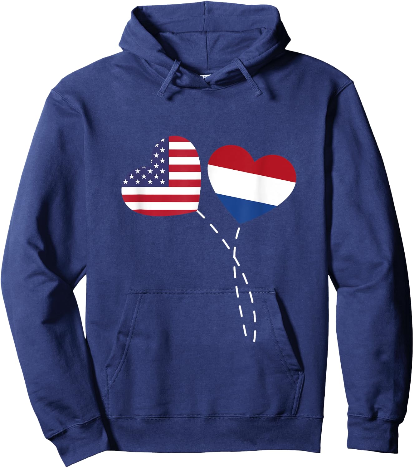 Loving USA Netherlands Flag Heart Dutch Americans Love Hoodie - Hoodie | Navy