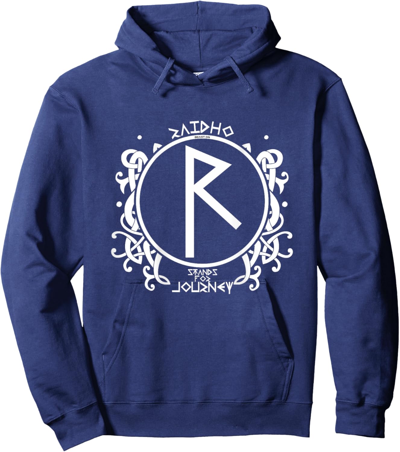 Raidho Viking Rune Back Motif Nordic Rune Fitness Gym Hoodie - Hoodie | Navy