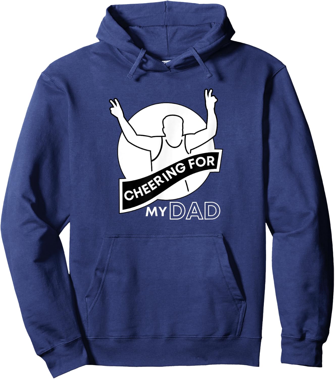 Cheering for Dad Fathers Runners Race Support Crew Graphic Hoodie - Hoodie | Navy