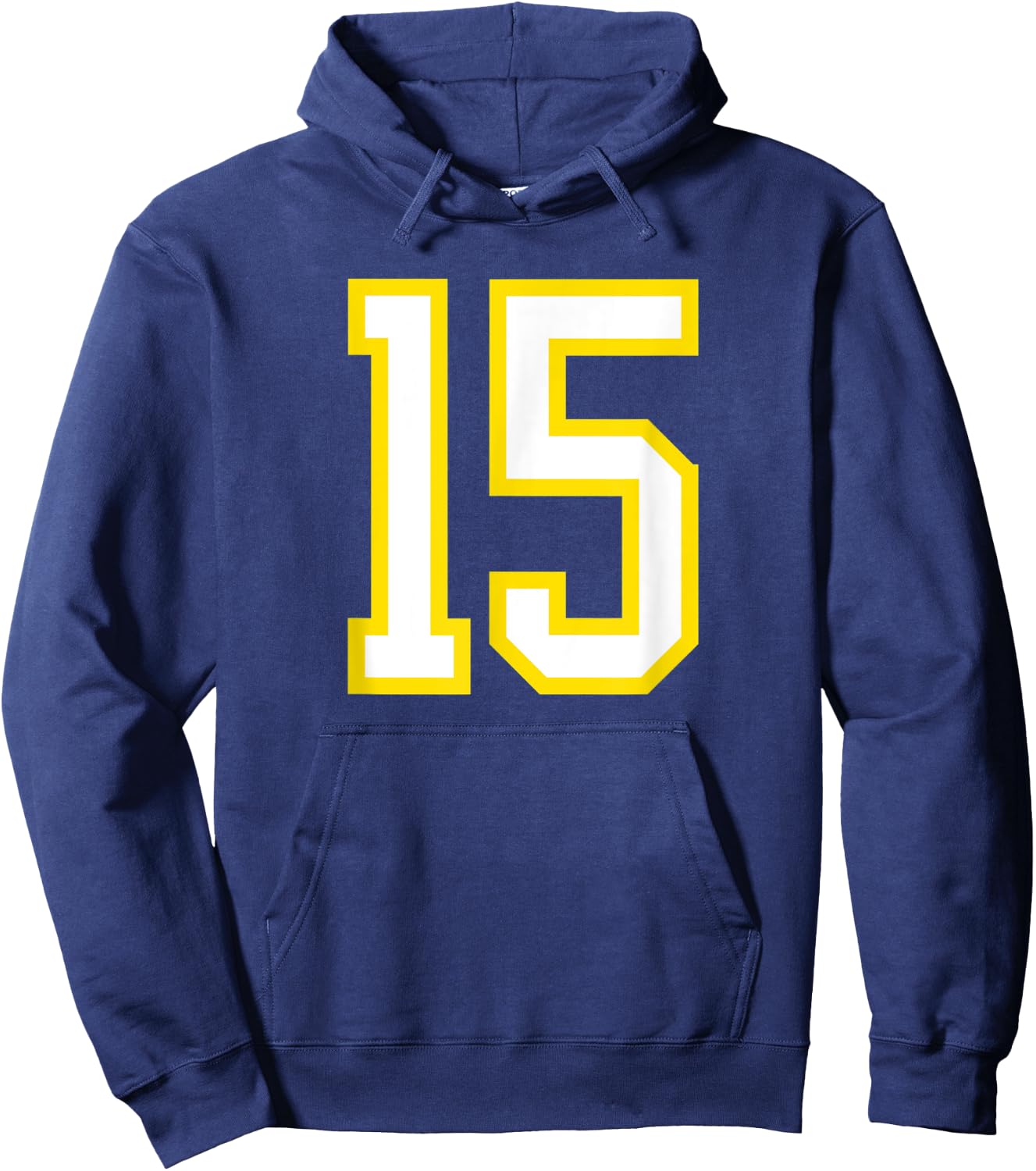 Jersey Number #15 Yellow White Birthday Sports Number 15 Hoodie - Hoodie | Navy