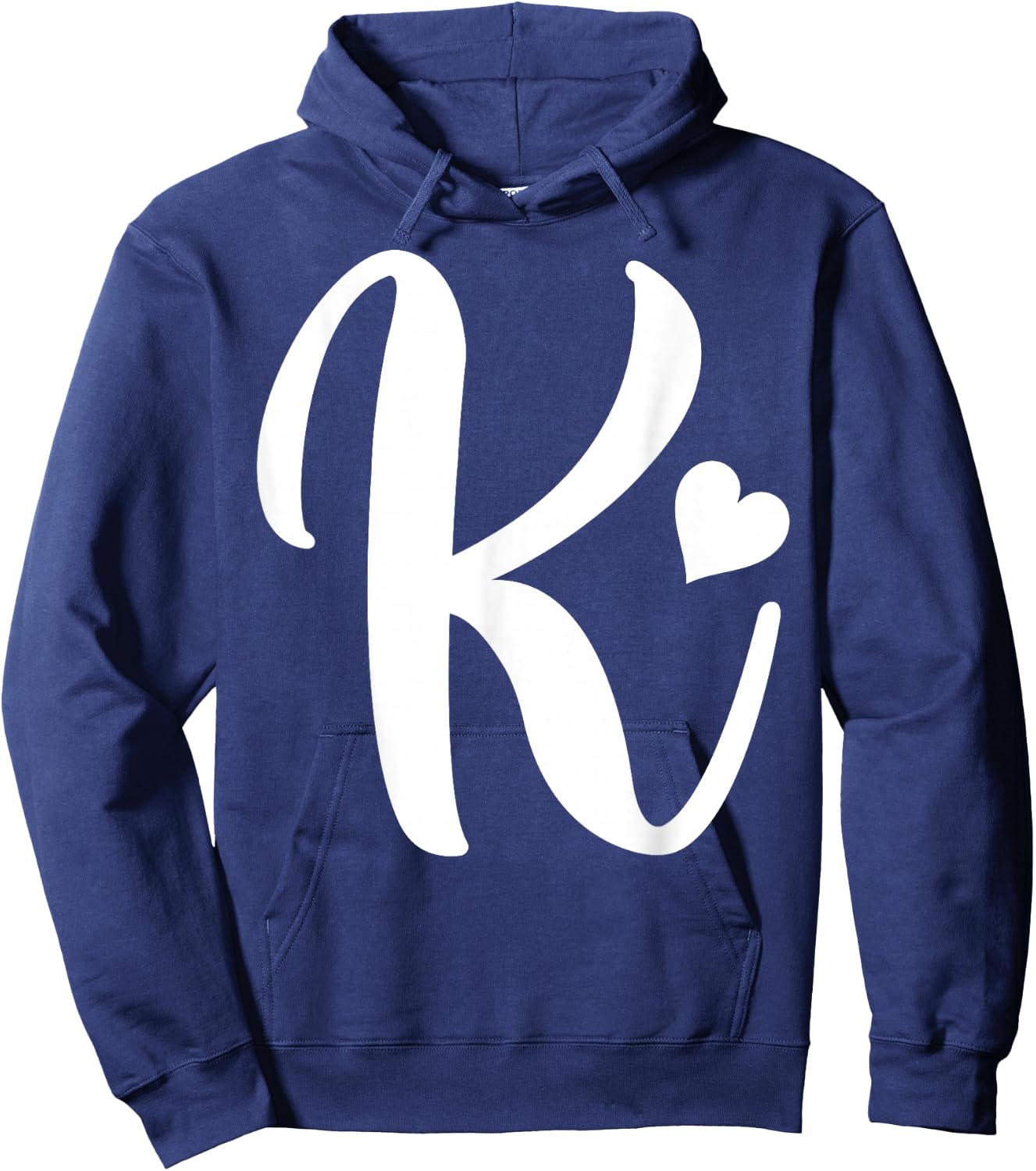 white letter K monogram initials minimalist heart graphic Hoodie - Hoodie | Navy