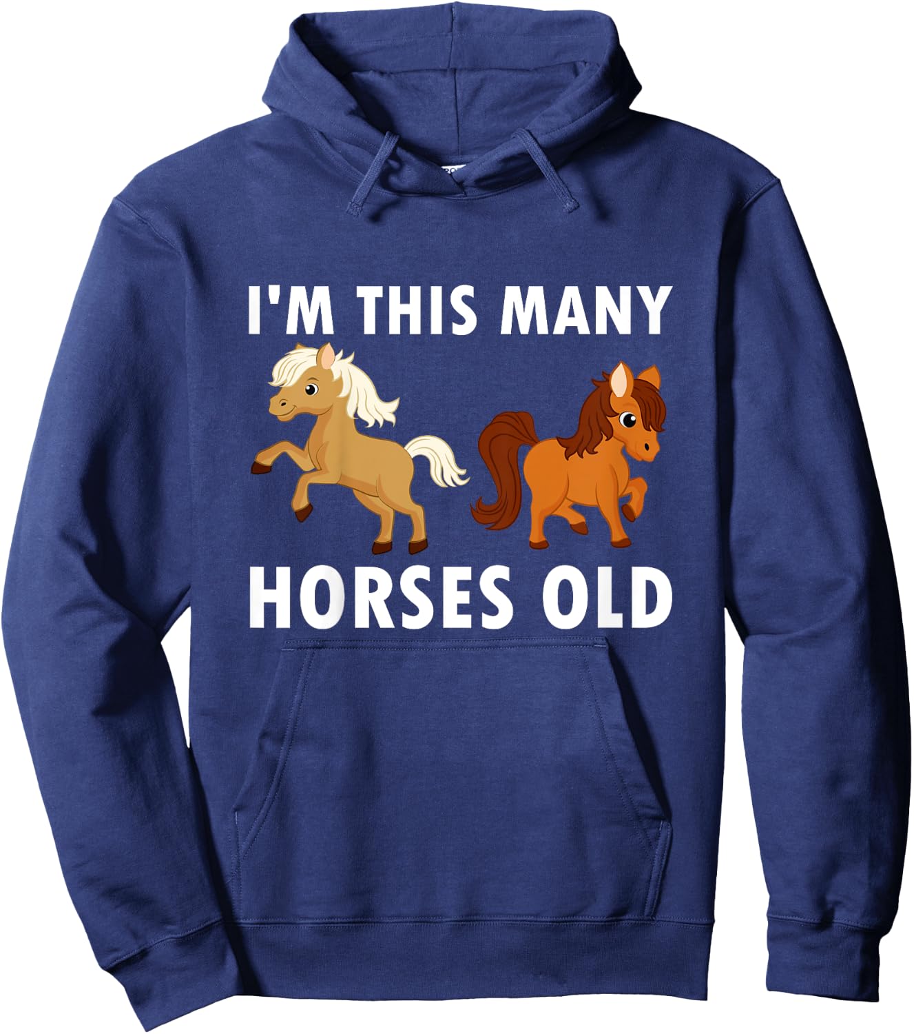 Kids 2 Years Old Girl Horses Old 2nd Birthday Kids Hoodie - Hoodie | Navy